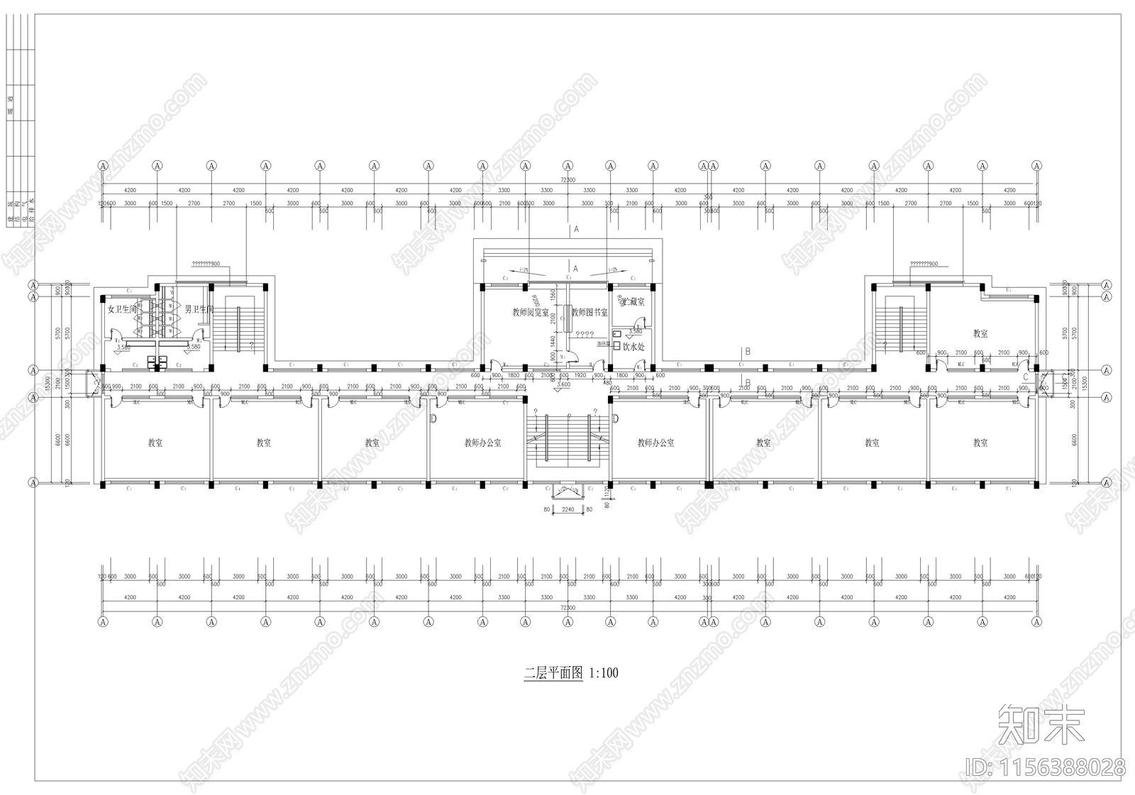 小学教学综合楼建筑图cad施工图下载【ID:1156388028】