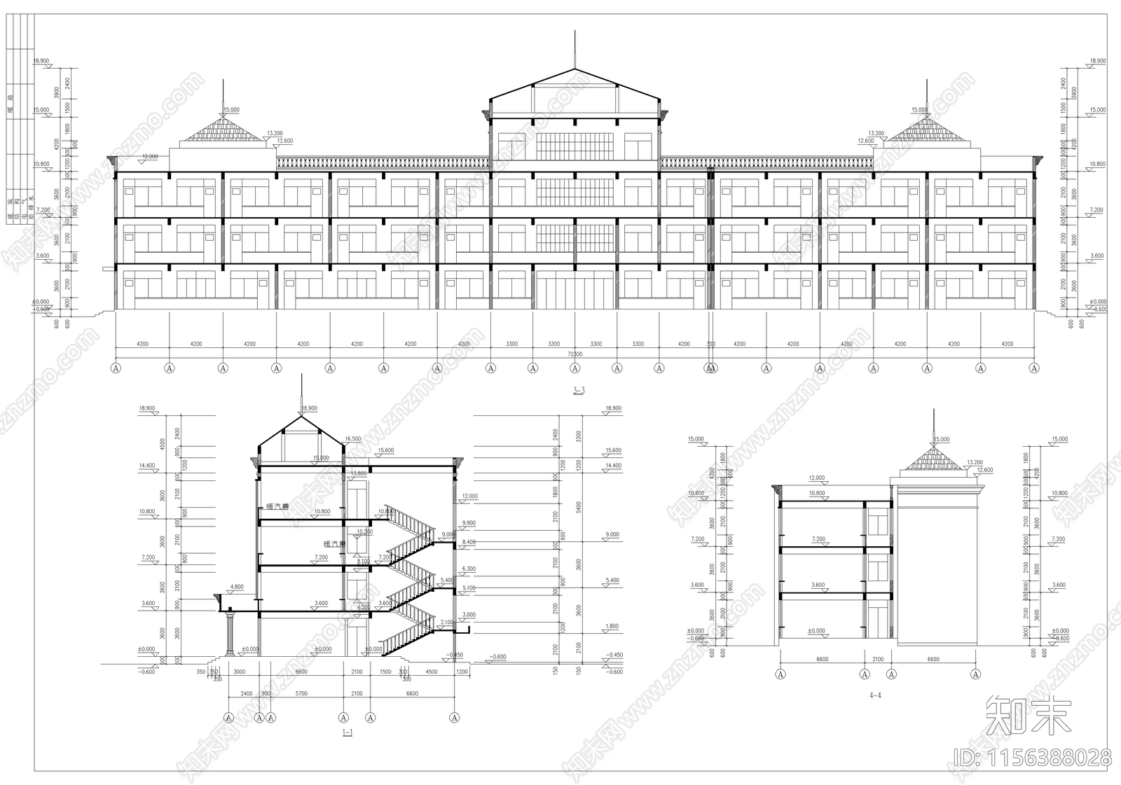 小学教学综合楼建筑图cad施工图下载【ID:1156388028】