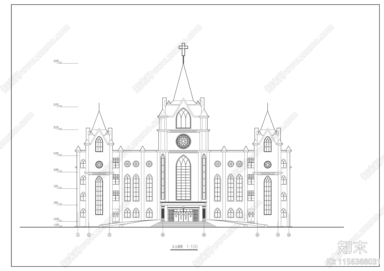 圣经学校cad施工图下载【ID:1156388031】