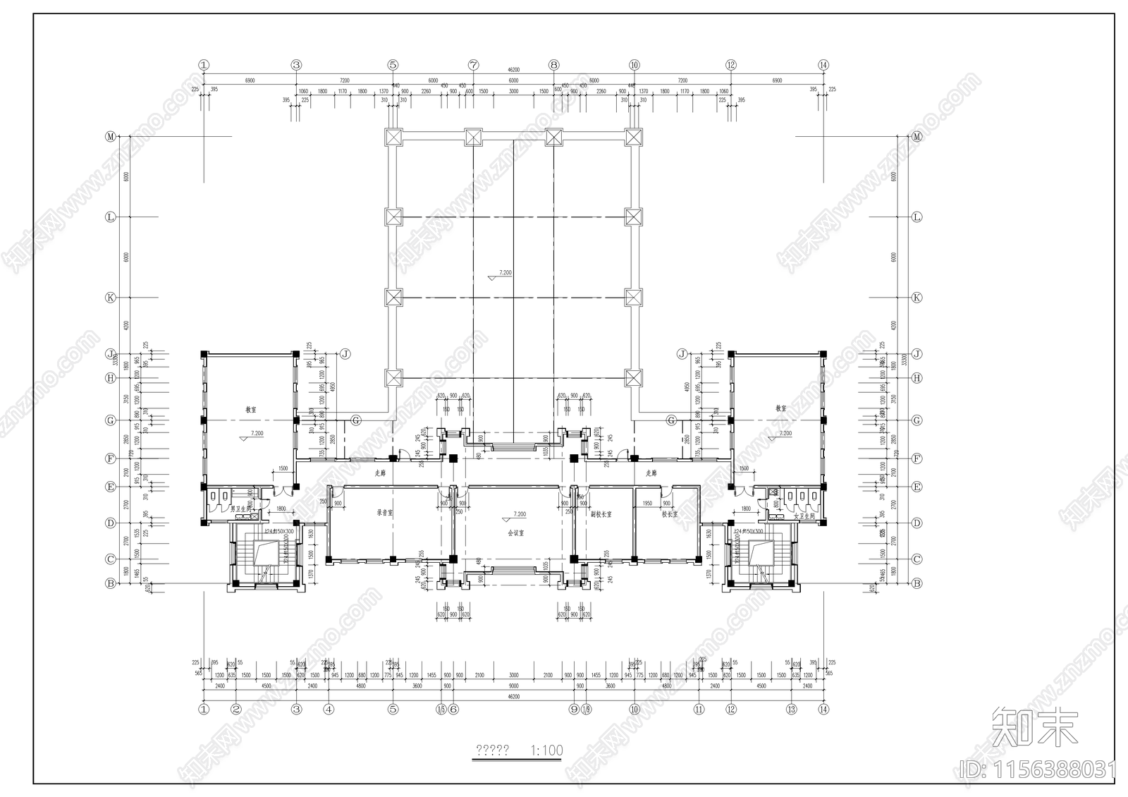 圣经学校cad施工图下载【ID:1156388031】