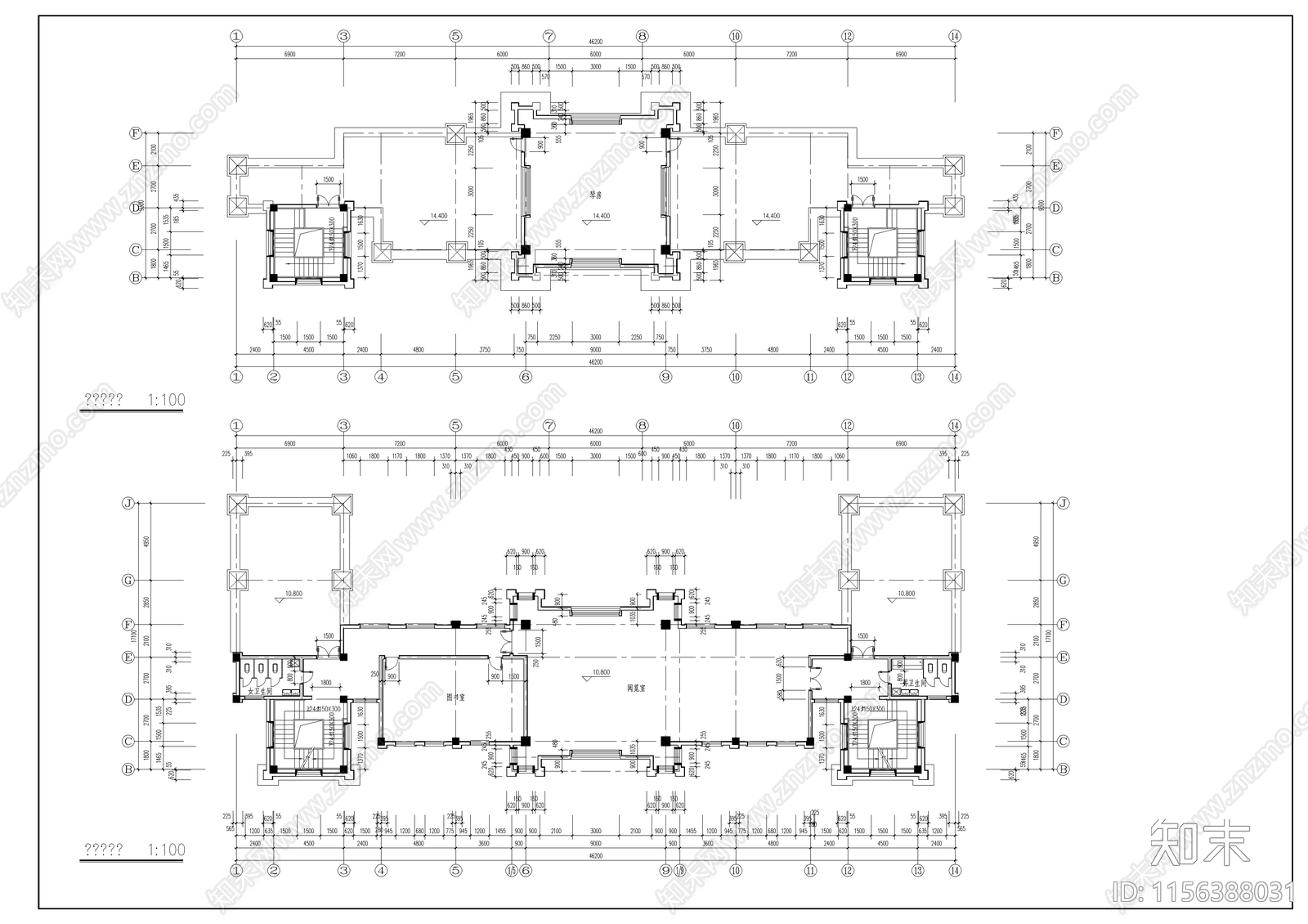 圣经学校cad施工图下载【ID:1156388031】