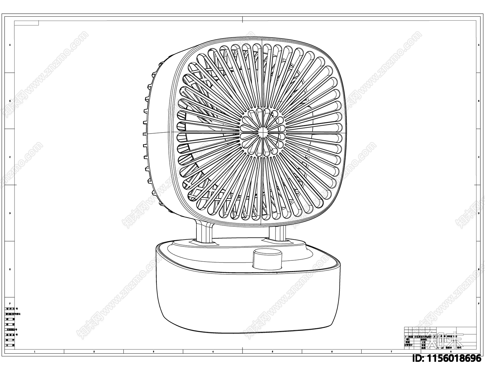 电风扇线稿图设计cad施工图下载【ID:1156018696】