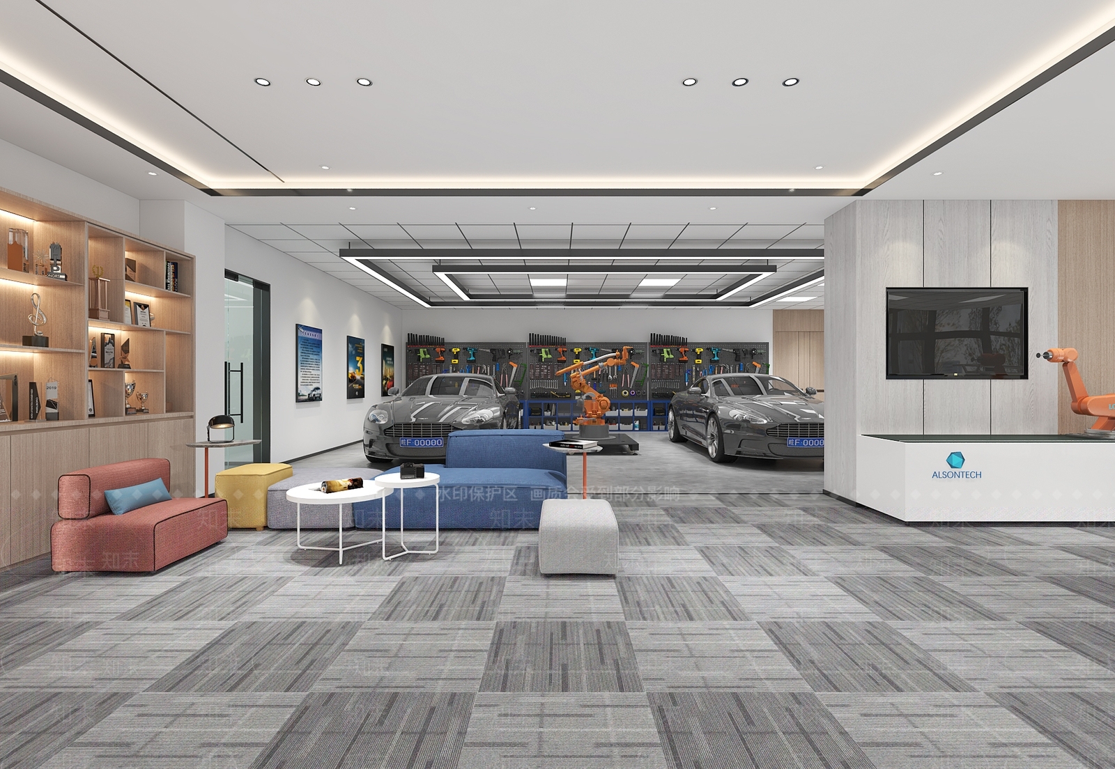 现代汽车维修4S店3D模型下载【ID:1155982554】