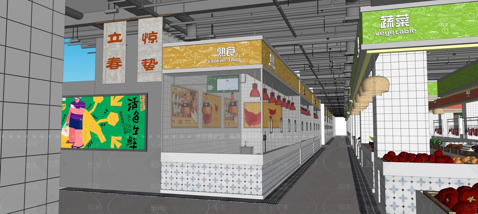 现代菜市场SU模型下载【ID:1155989688】