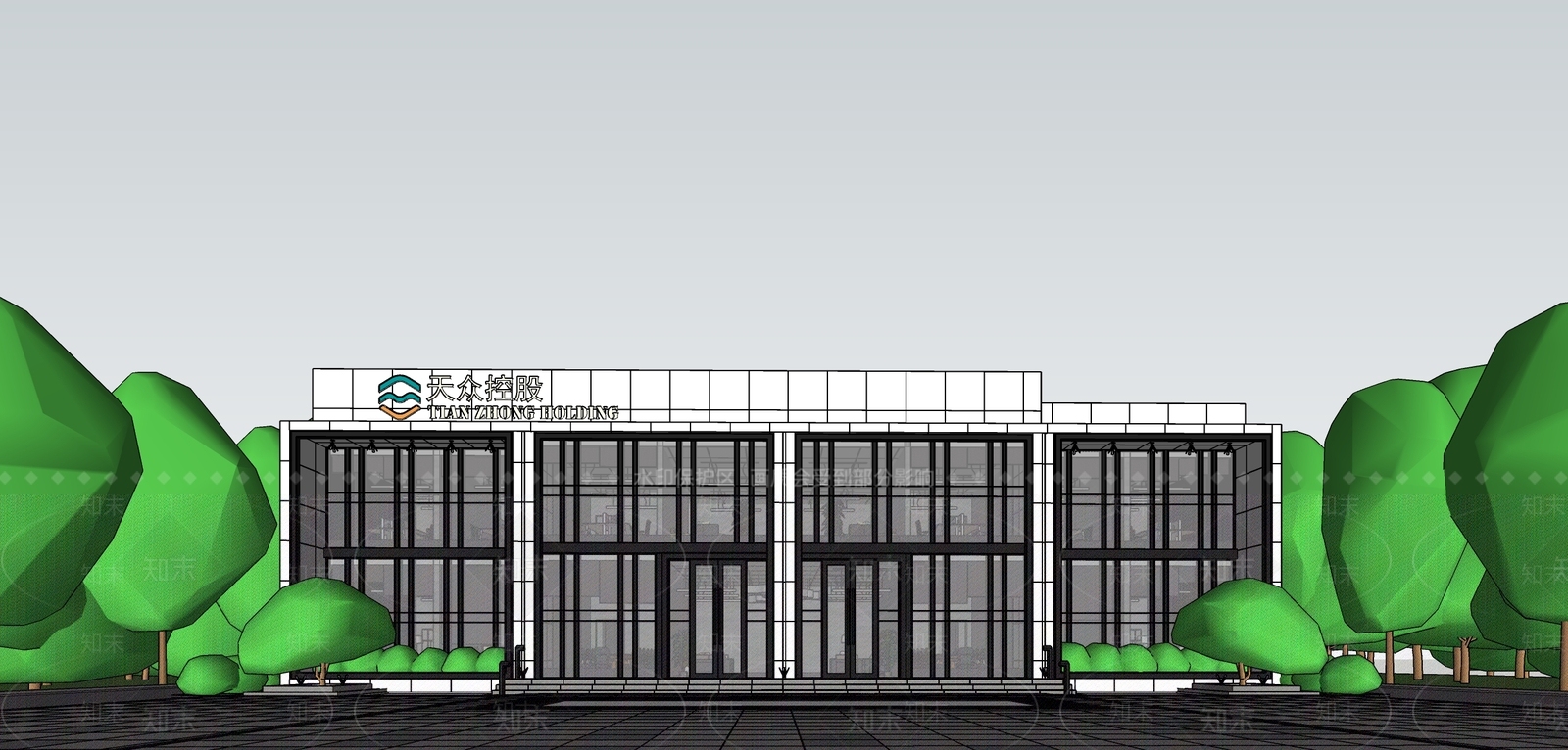 现代办公楼SU模型下载【ID:1156211532】
