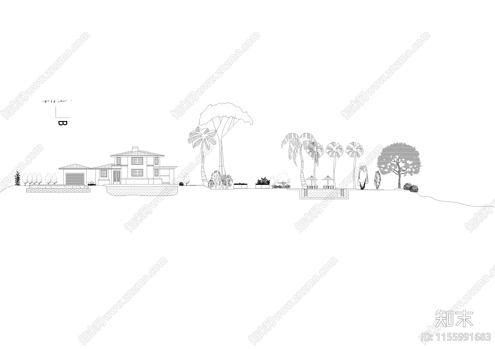 山庄别墅景观cad施工图下载【ID:1155991683】