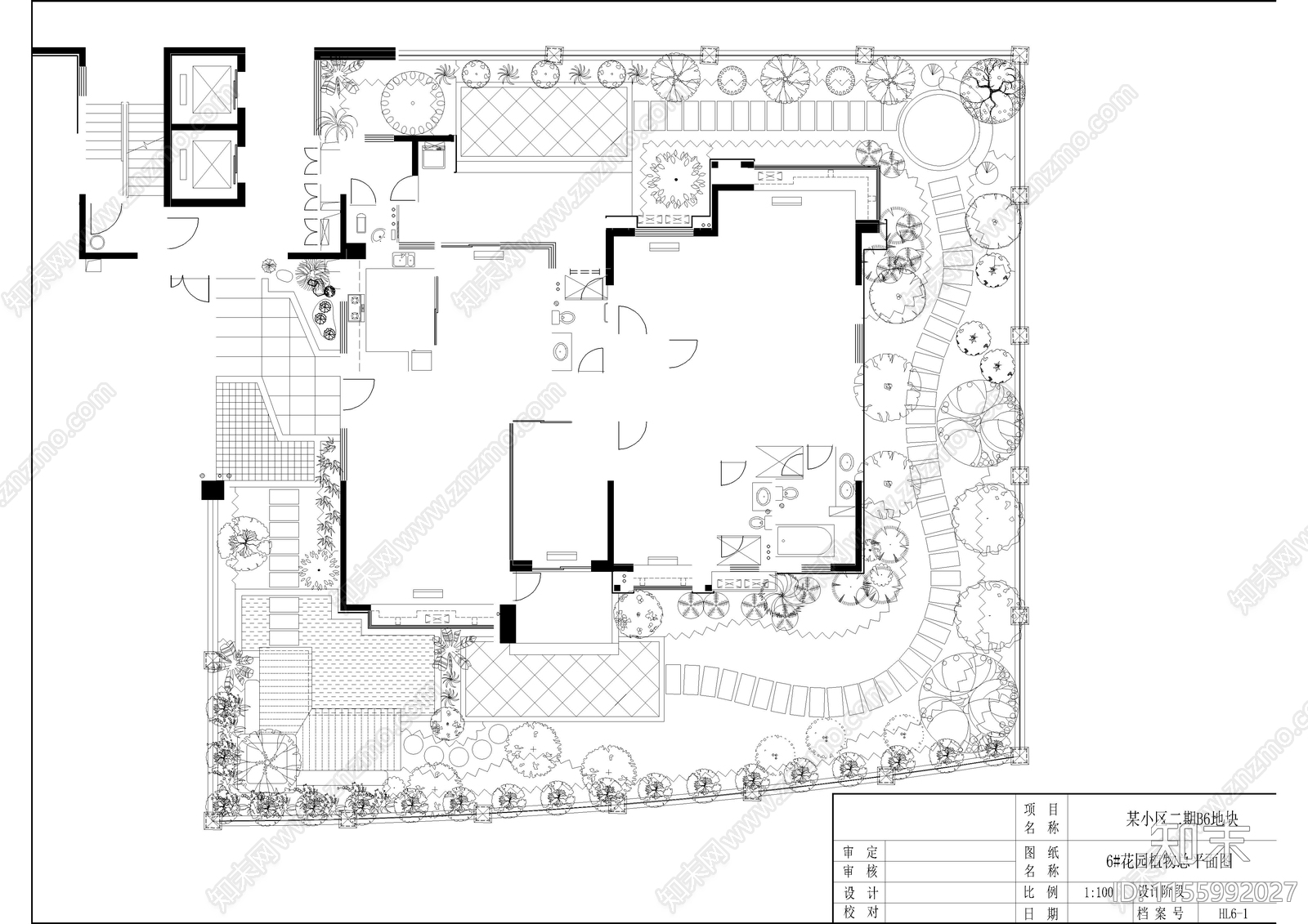高档小区豪宅花园景观设计园cad施工图下载【ID:1155992027】
