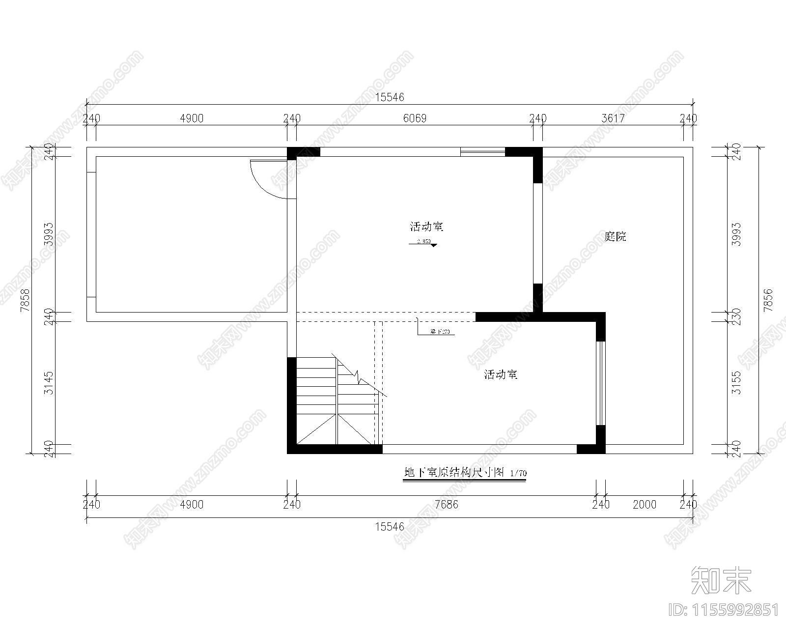 下叠别墅设计cad施工图下载【ID:1155992851】