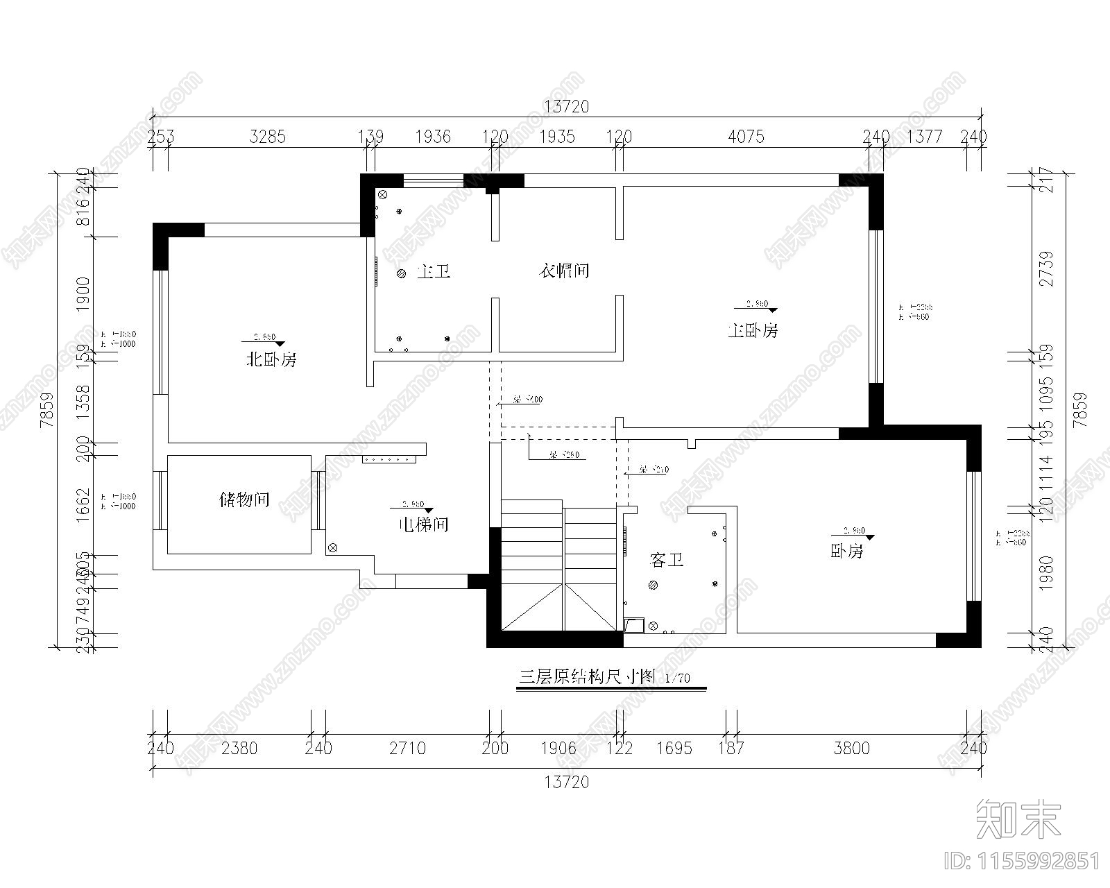 下叠别墅设计cad施工图下载【ID:1155992851】