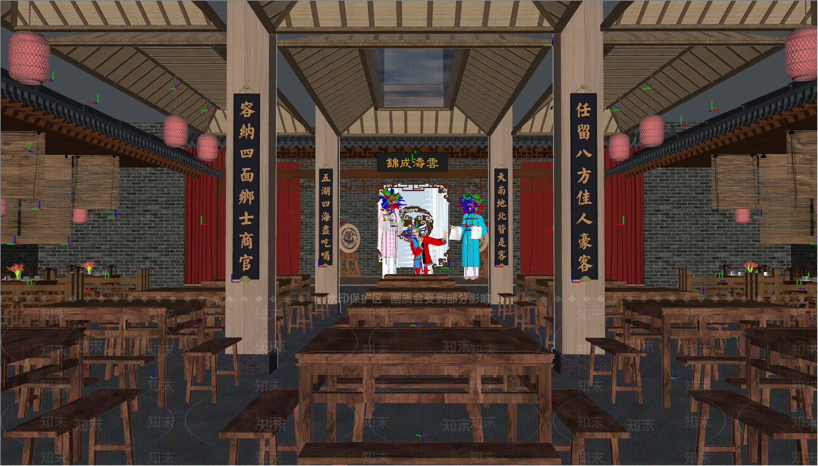 新中式老茶馆SU模型下载【ID:1155993322】