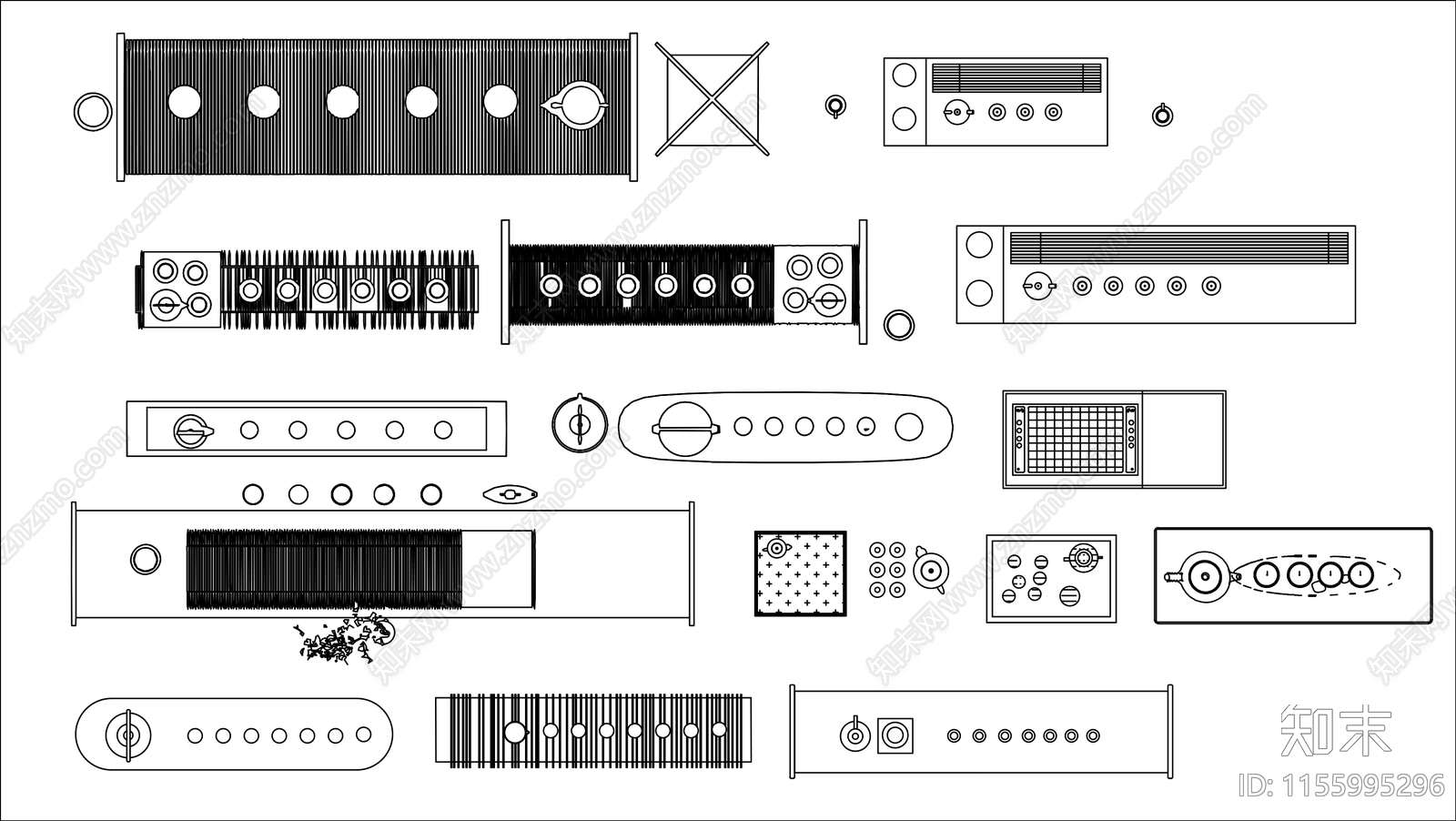 中式茶具平面图库施工图下载【ID:1155995296】