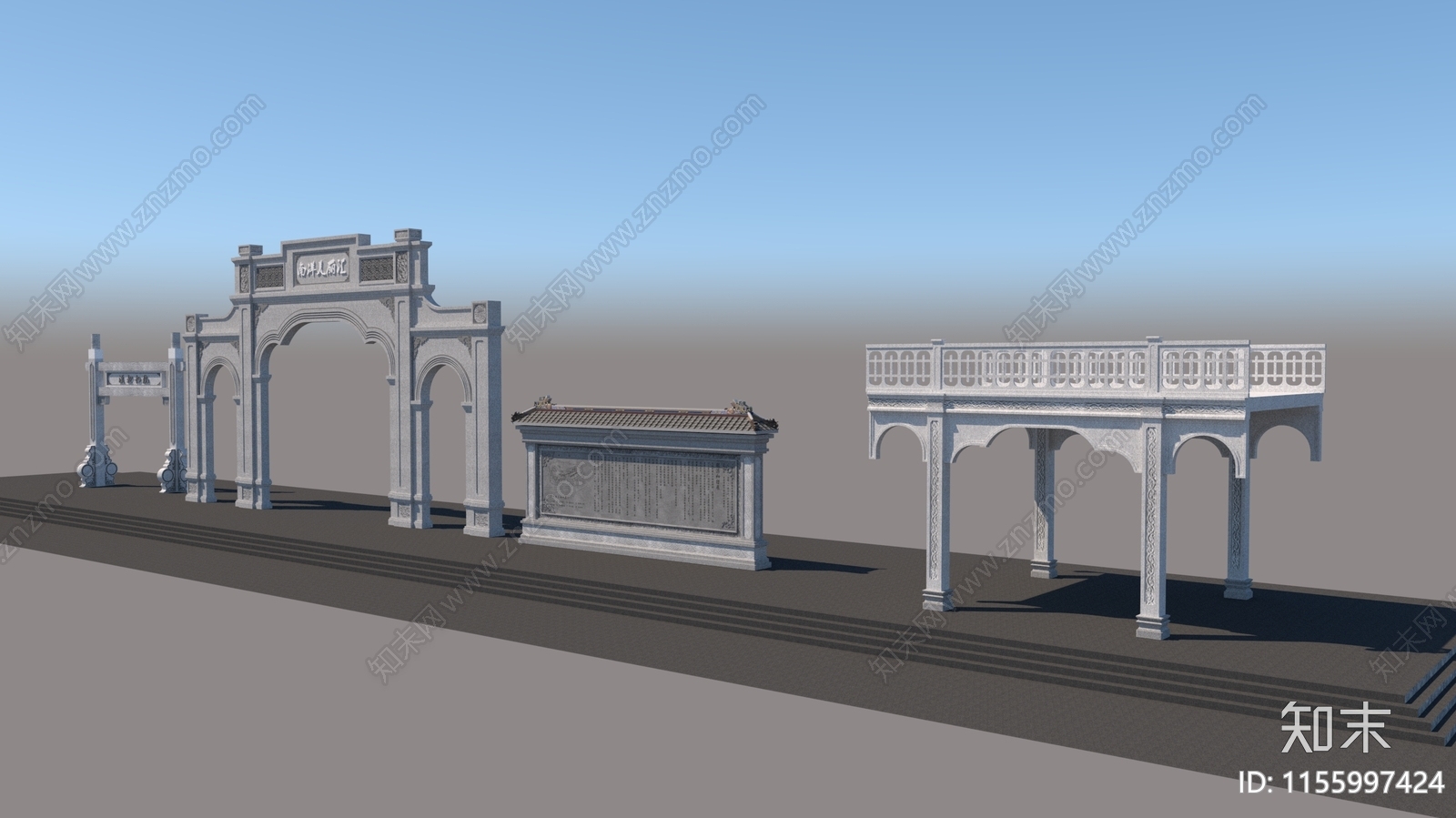 新中式牌坊SU模型下载【ID:1155997424】