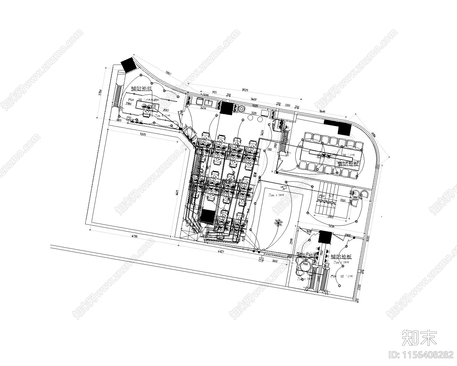 现代风格直播公司全套平面图纸施工图下载【ID:1156408282】