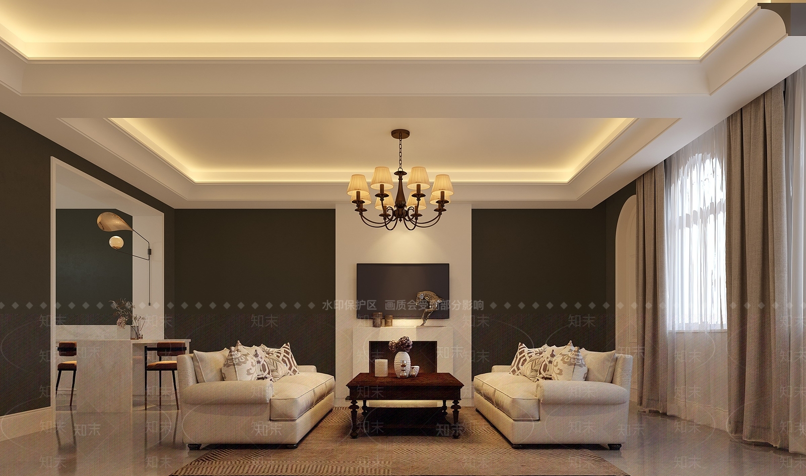 美式复古酒店客房3D模型下载【ID:1156002180】