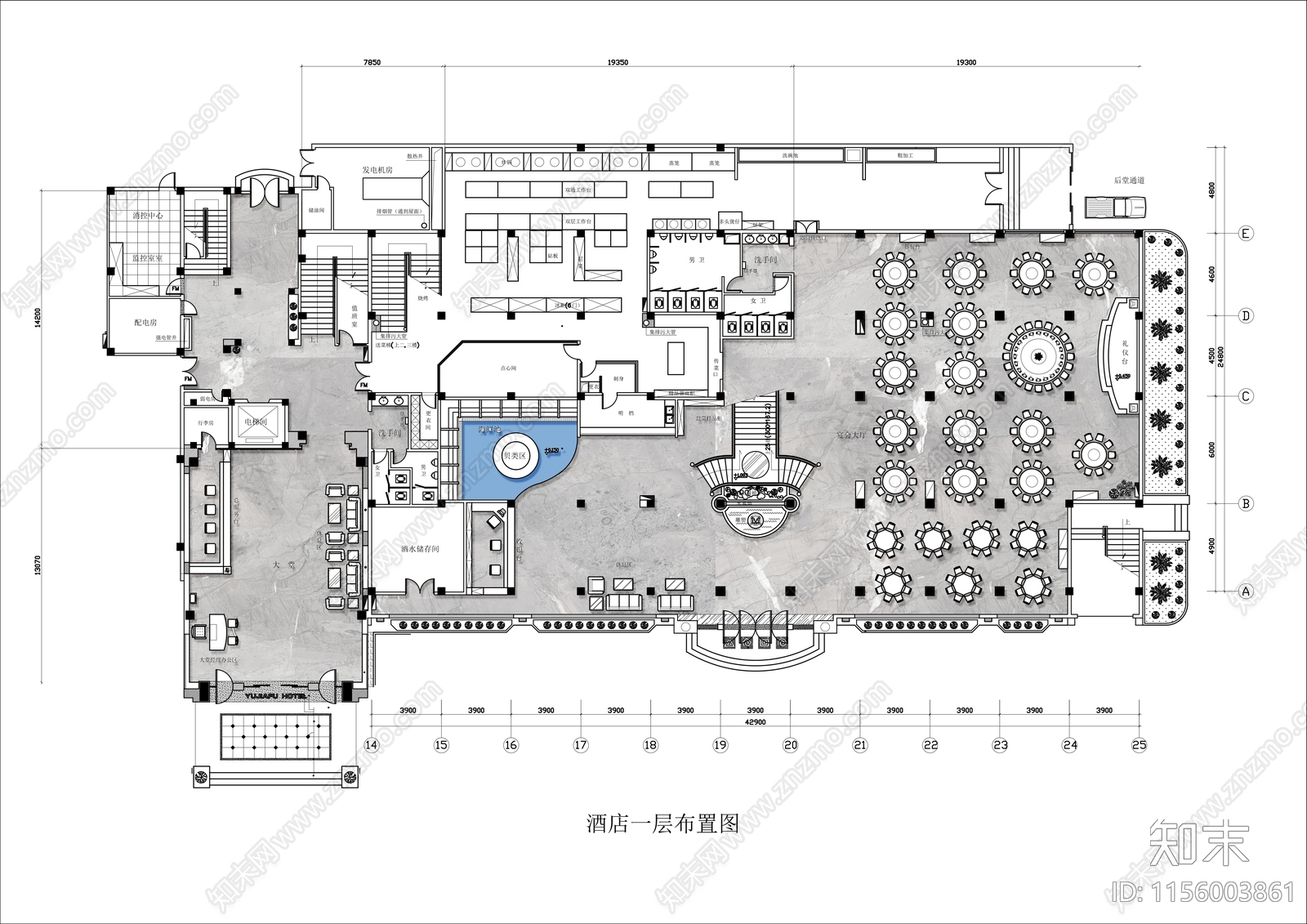 3000㎡两层海鲜酒楼平面布置图施工图下载【ID:1156003861】