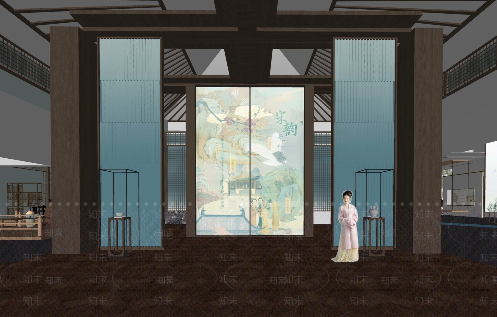 新中式博物馆SU模型下载【ID:1156005808】