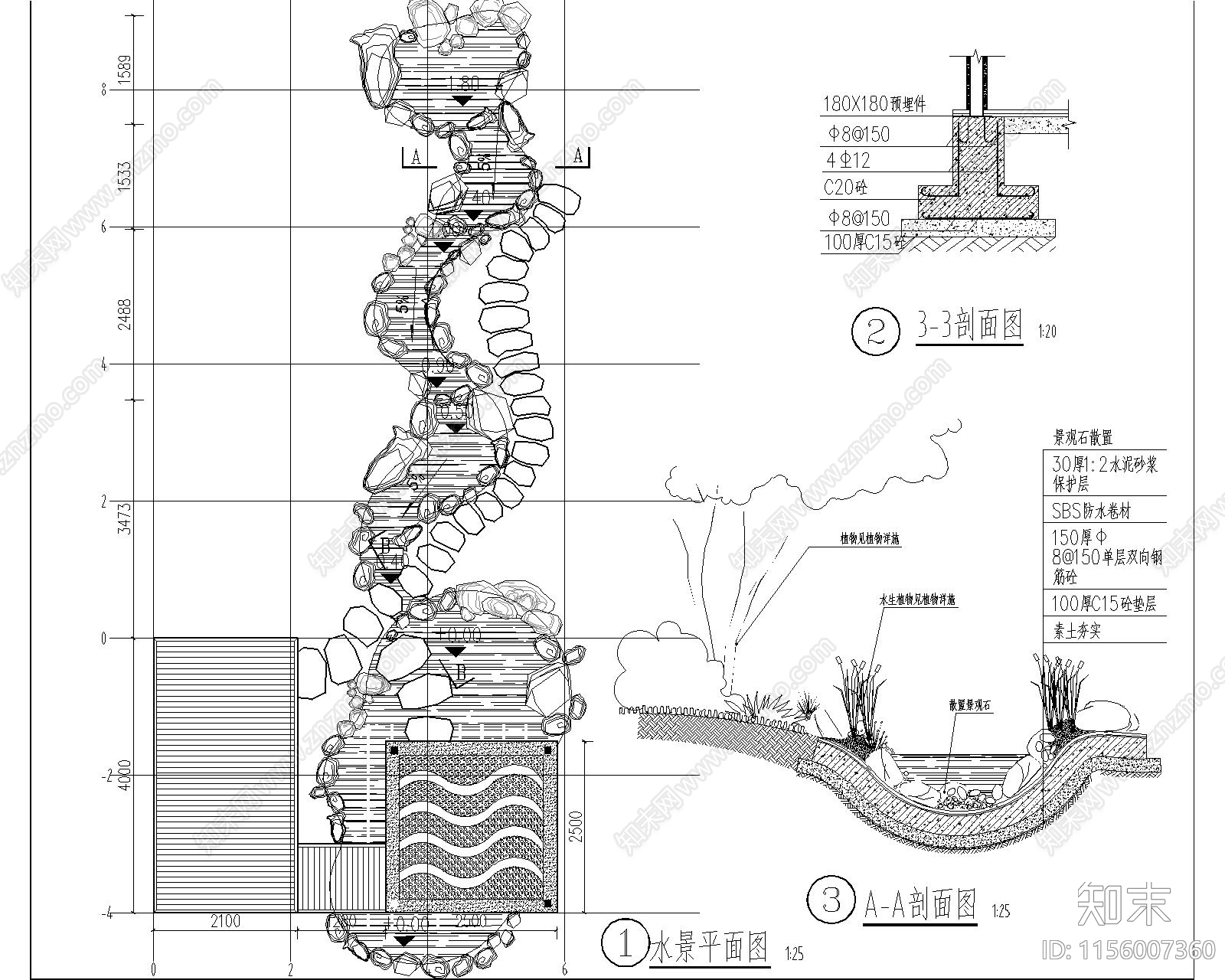 别墅庭院园林景观施工图下载【ID:1156007360】