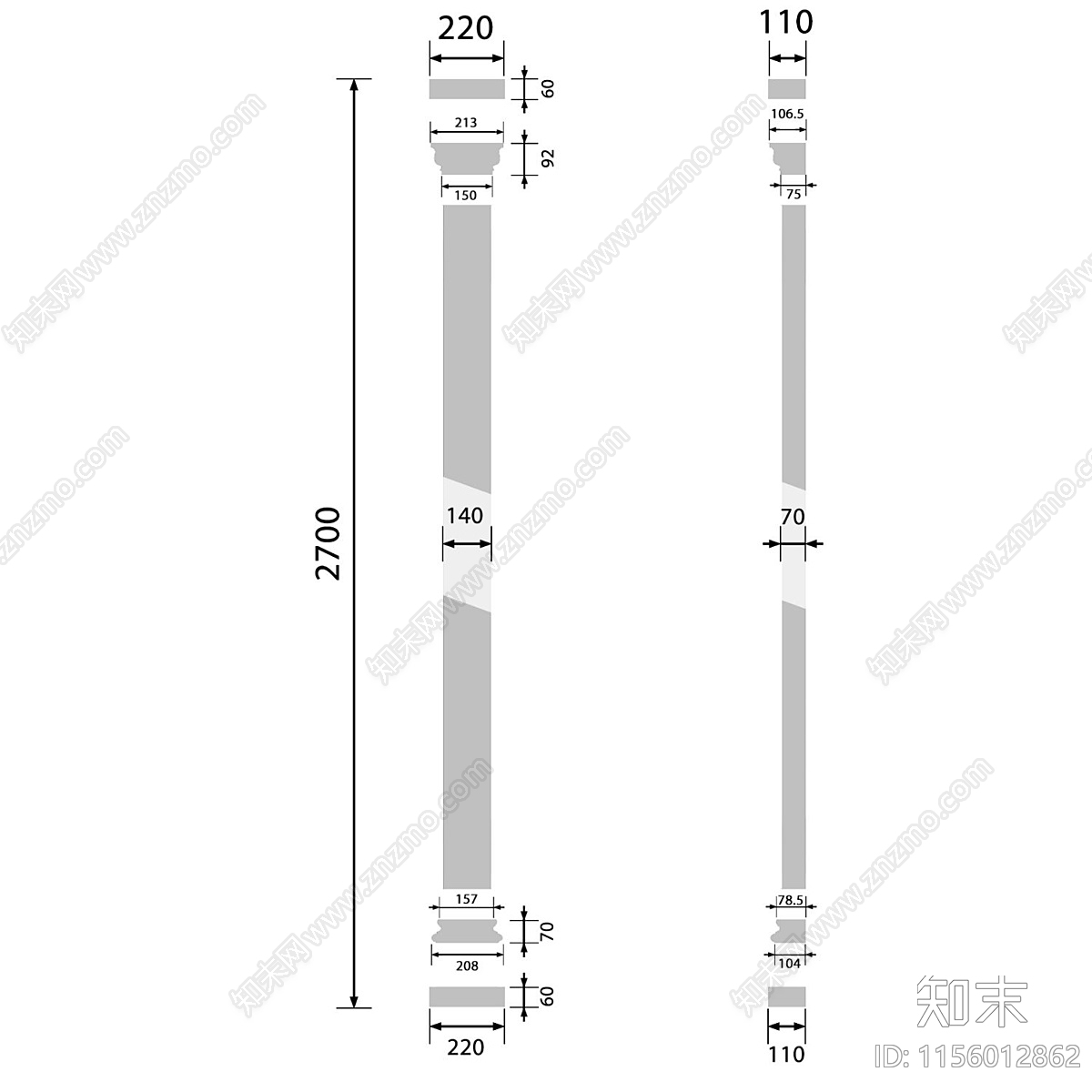 欧式古典石膏柱3D模型下载【ID:1156012862】