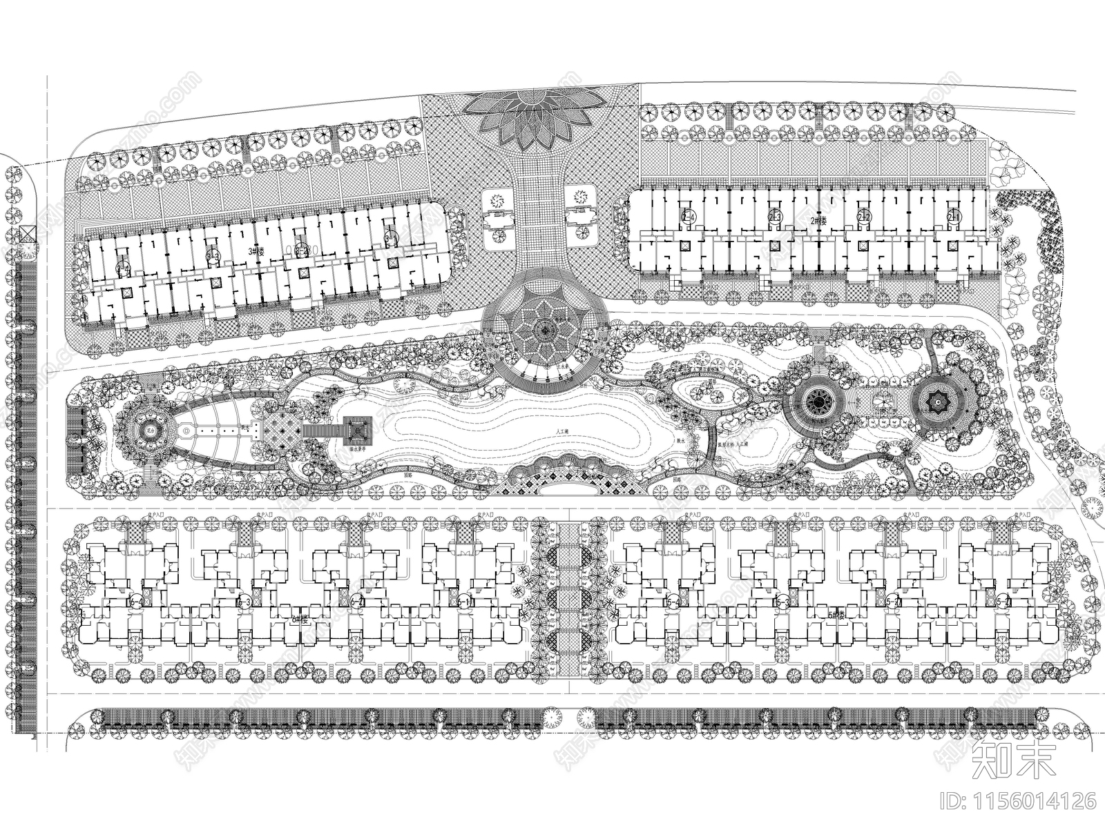 20套精选居住小区总平面方案施工图下载【ID:1156014126】