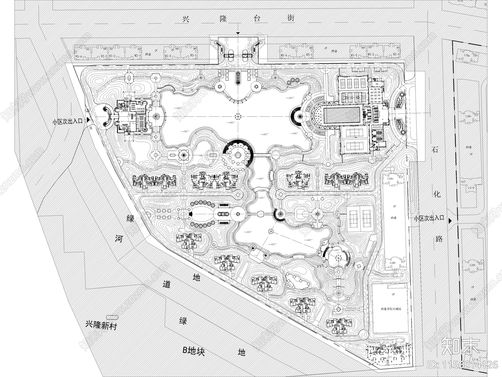 20套精选居住小区总平面方案施工图下载【ID:1156014126】