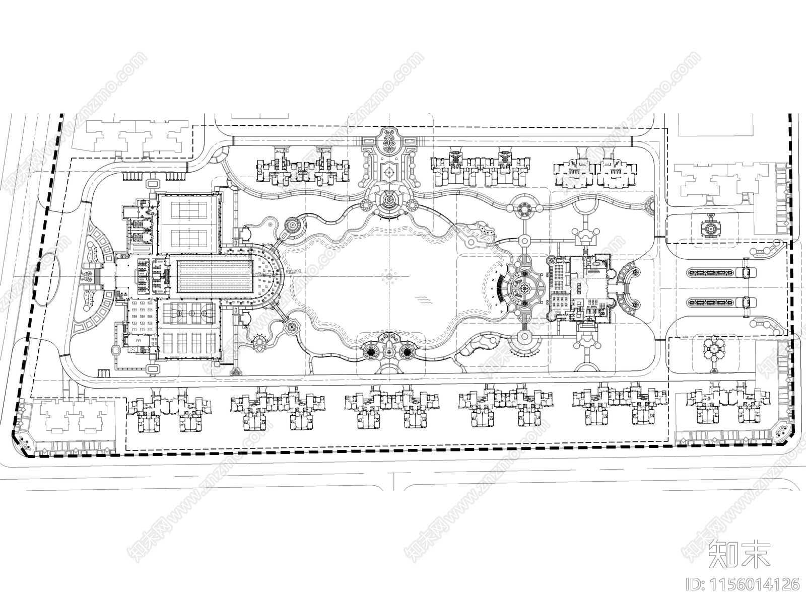 20套精选居住小区总平面方案施工图下载【ID:1156014126】