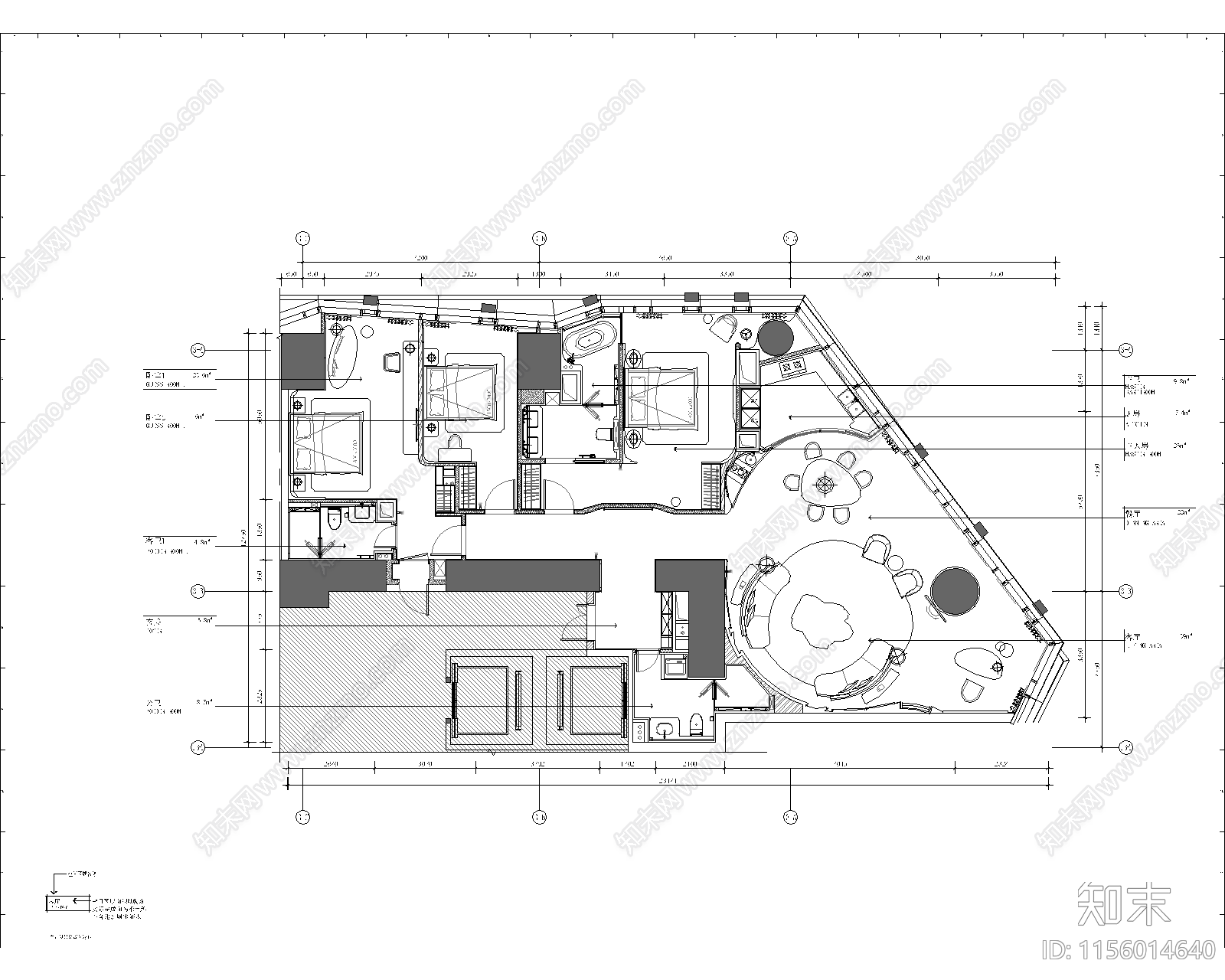 RWD青岛国信海天中心C2精装样板间cad施工图下载【ID:1156014640】