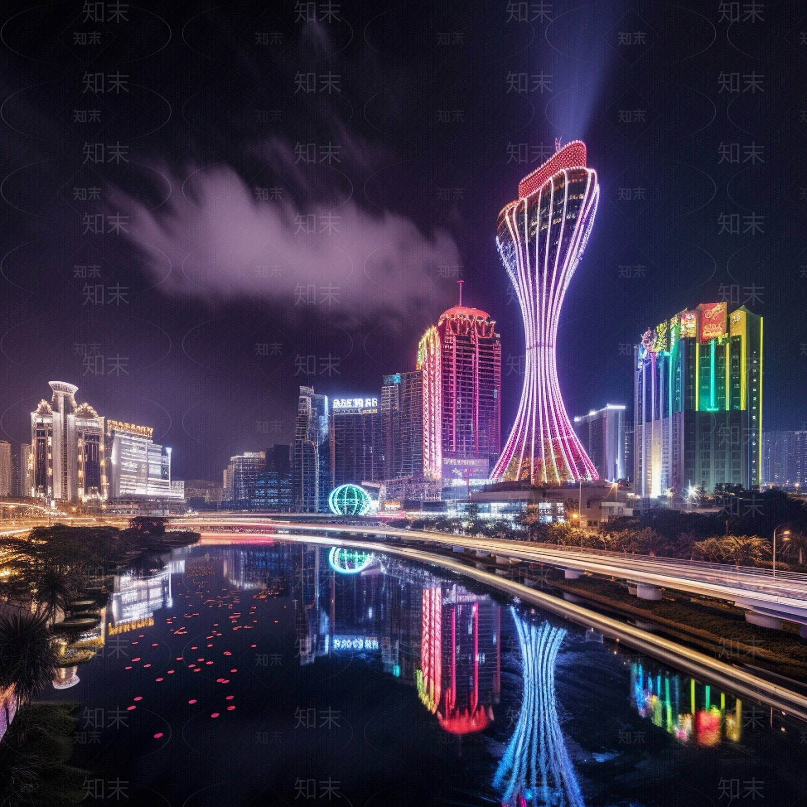 夜晚灯光城市外景贴图下载【ID:1156016069】