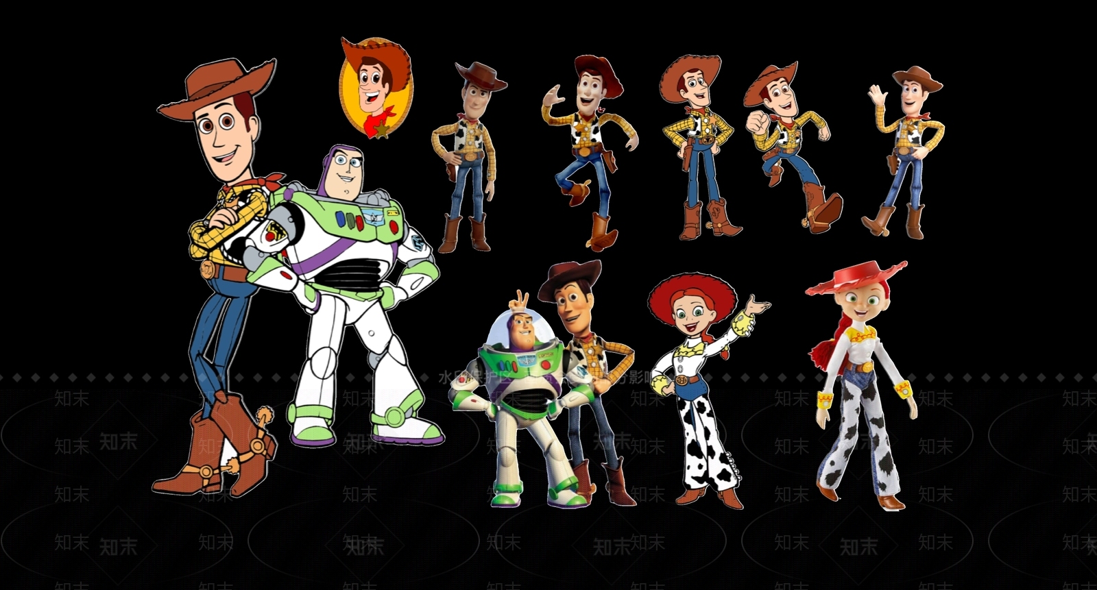 现代2D玩具总动员卡通人物剪影3D模型下载【ID:1156016180】