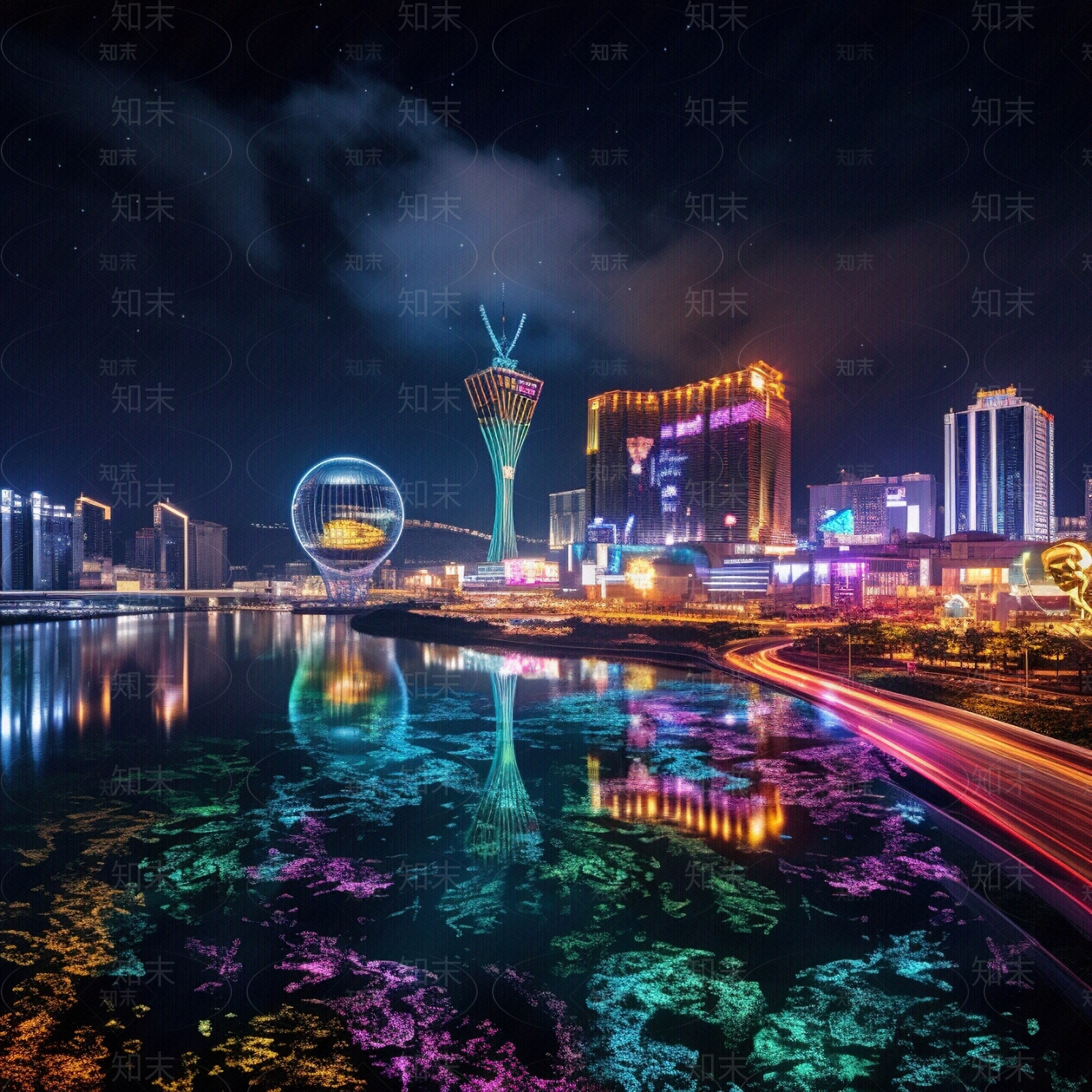 夜晚灯光城市外景贴图下载【ID:1156016662】