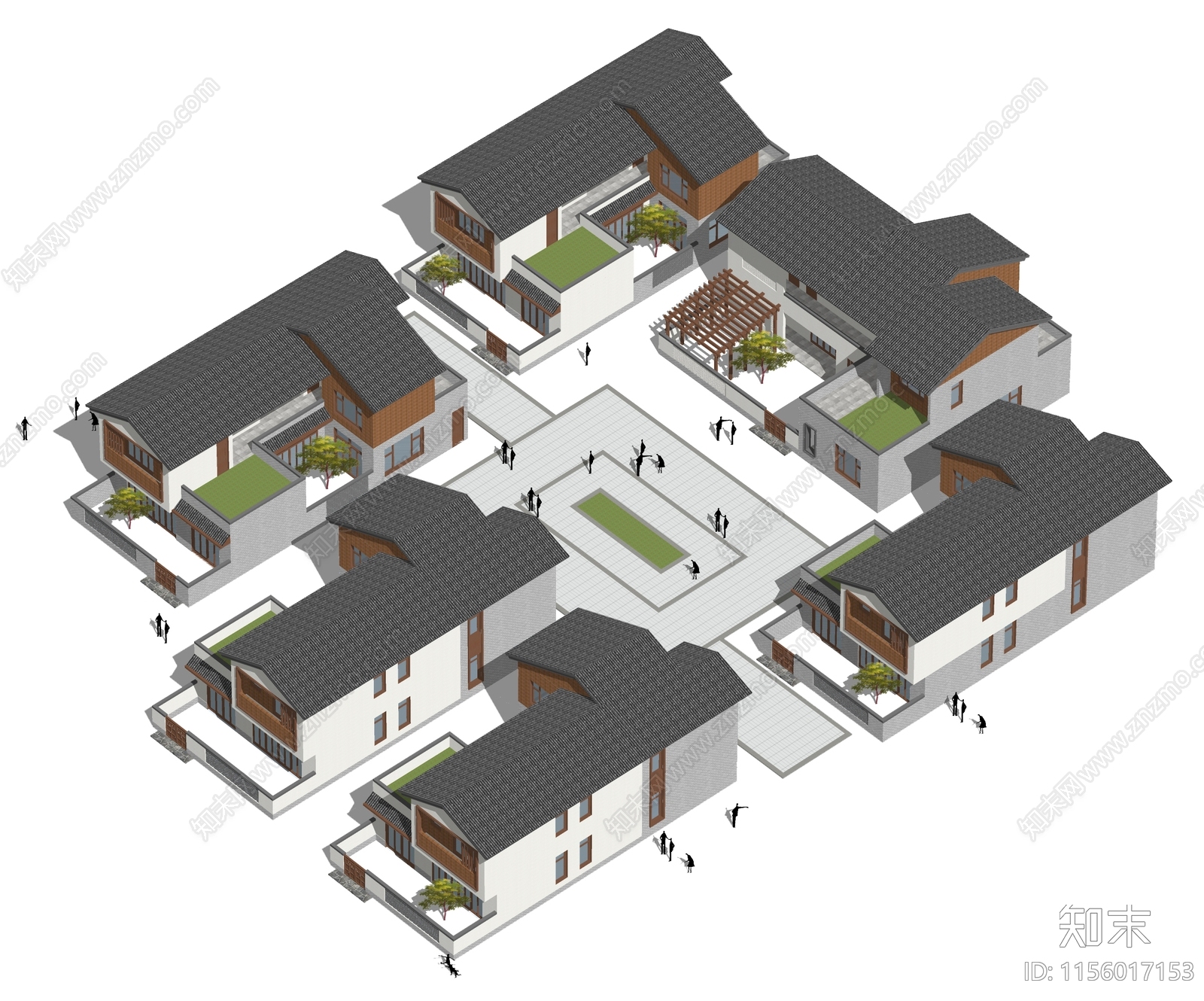 新中式新农村住宅SU模型下载【ID:1156017153】