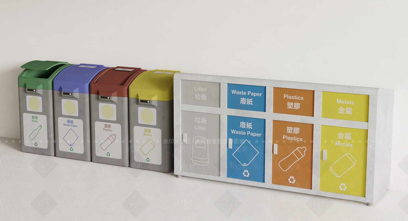 现代垃圾箱3D模型下载【ID:1156018192】