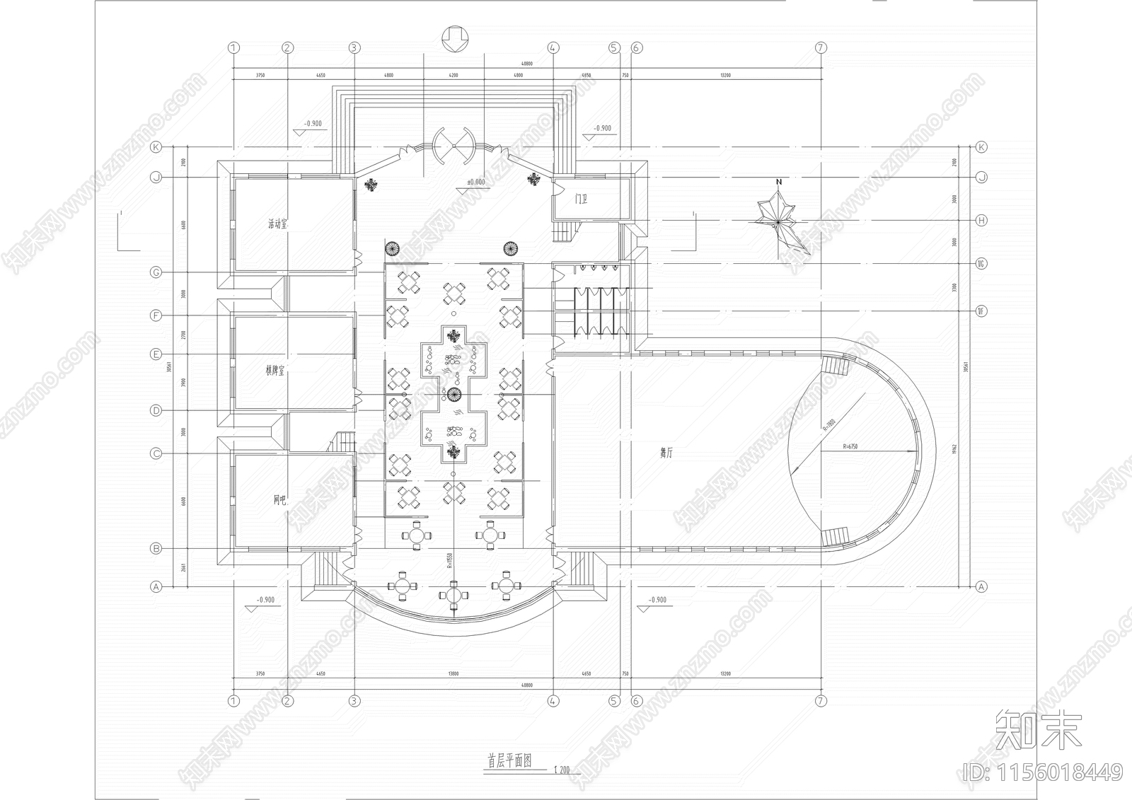 学校食堂广场体育馆宿cad施工图下载【ID:1156018449】