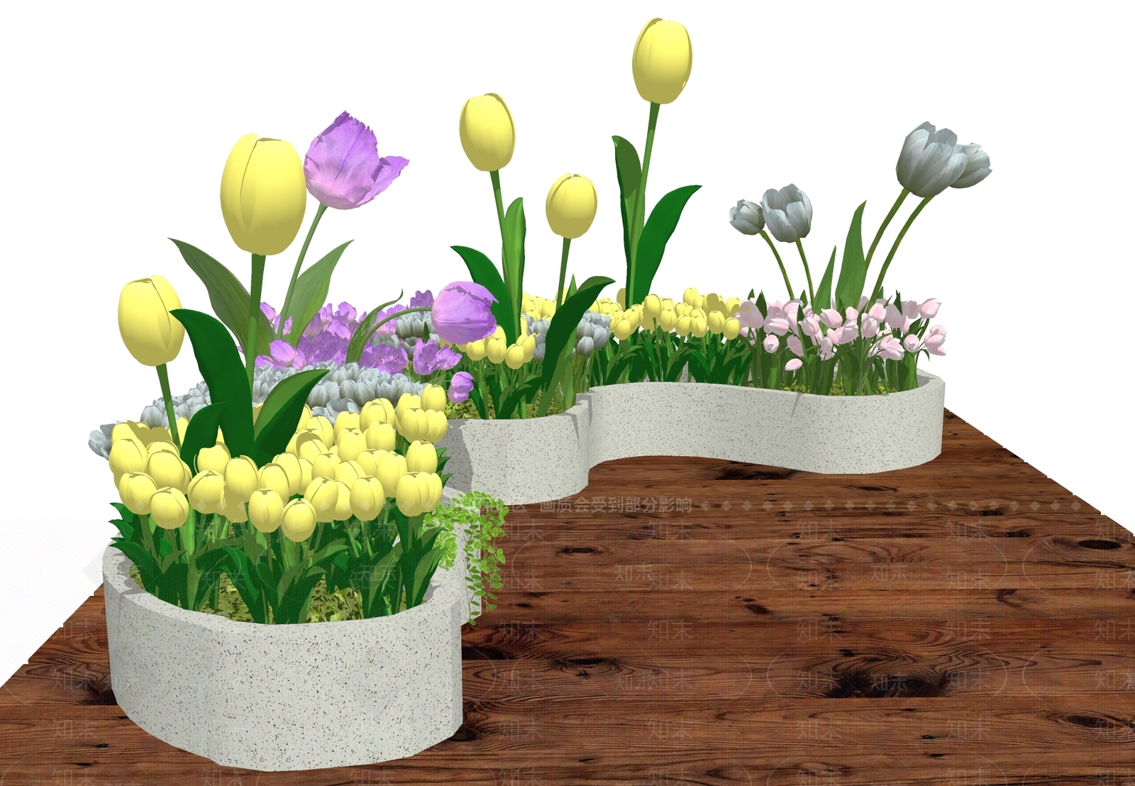 郁金香花坛SU模型下载【ID:1156019209】