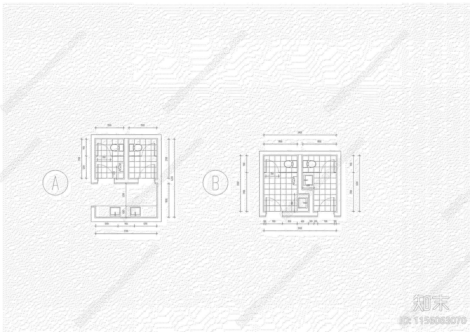 公厕平面布置图CADcad施工图下载【ID:1156063070】