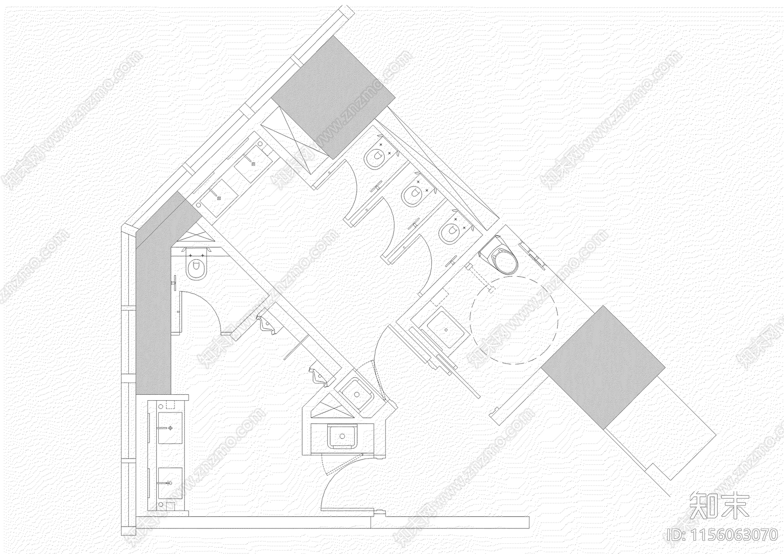 公厕平面布置图CADcad施工图下载【ID:1156063070】