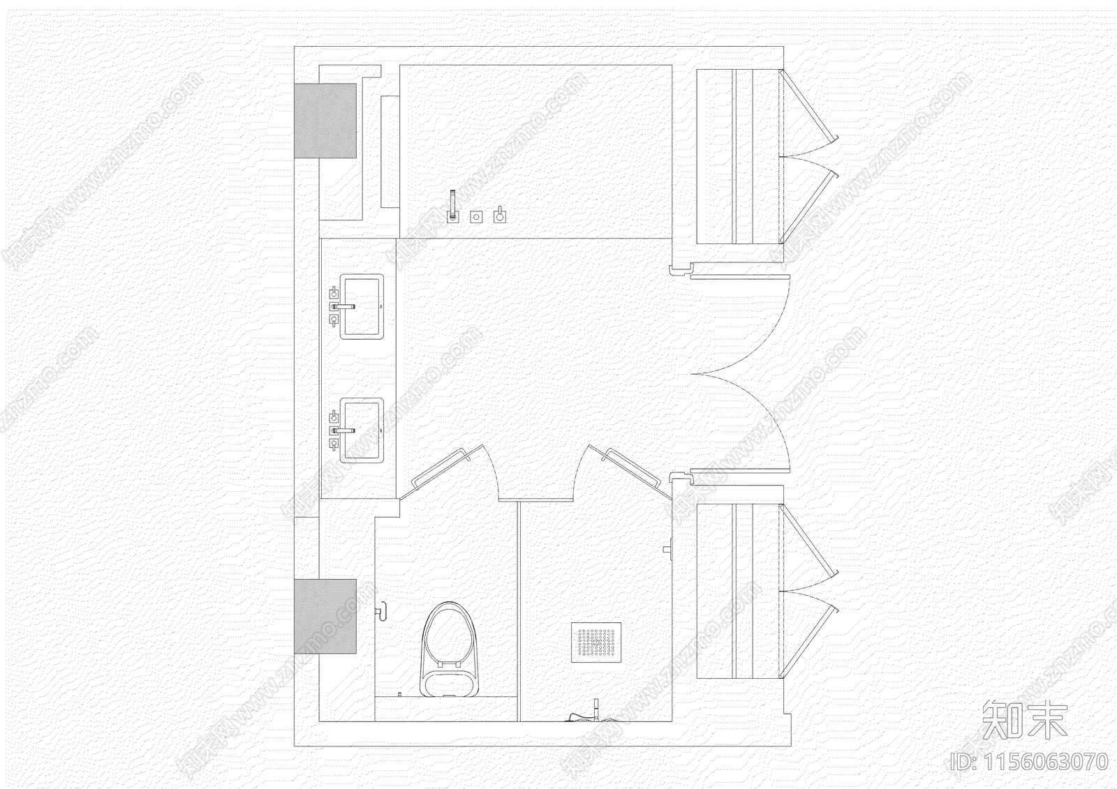 公厕平面布置图CADcad施工图下载【ID:1156063070】