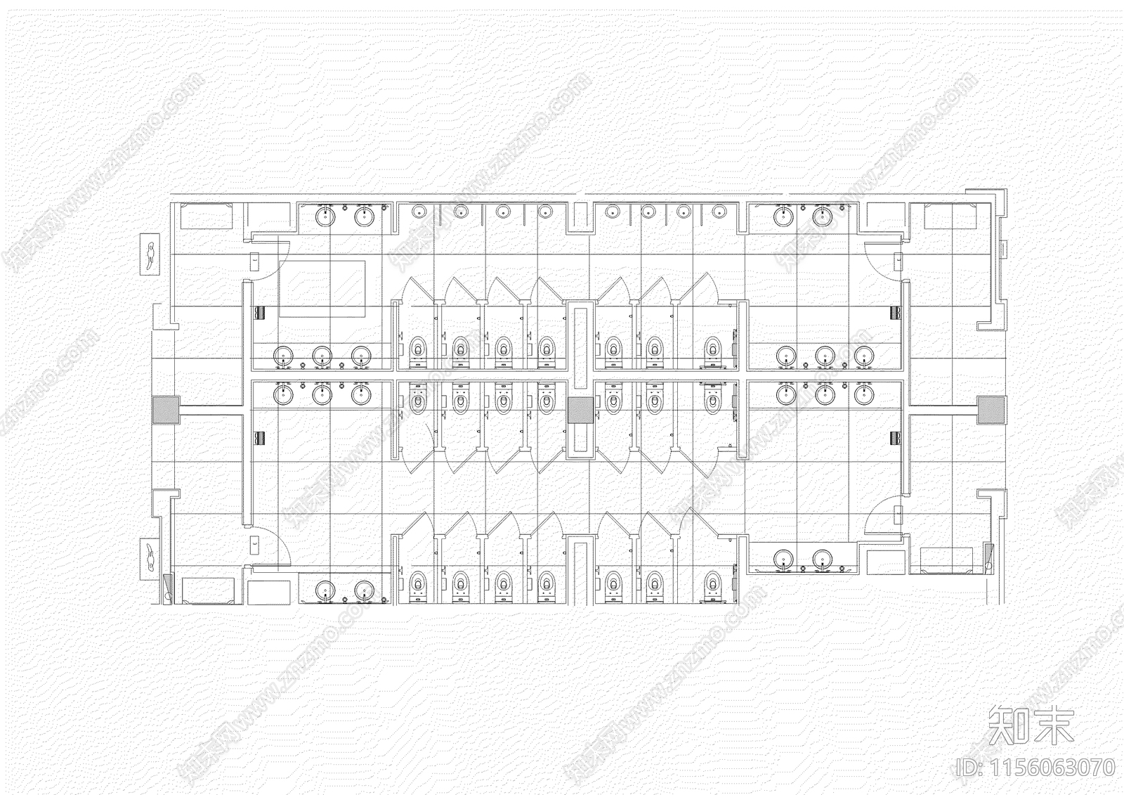 公厕平面布置图CADcad施工图下载【ID:1156063070】