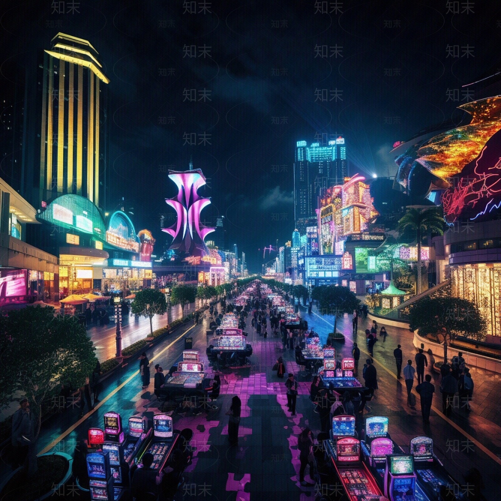 夜晚灯光城市外景贴图下载【ID:1156019312】