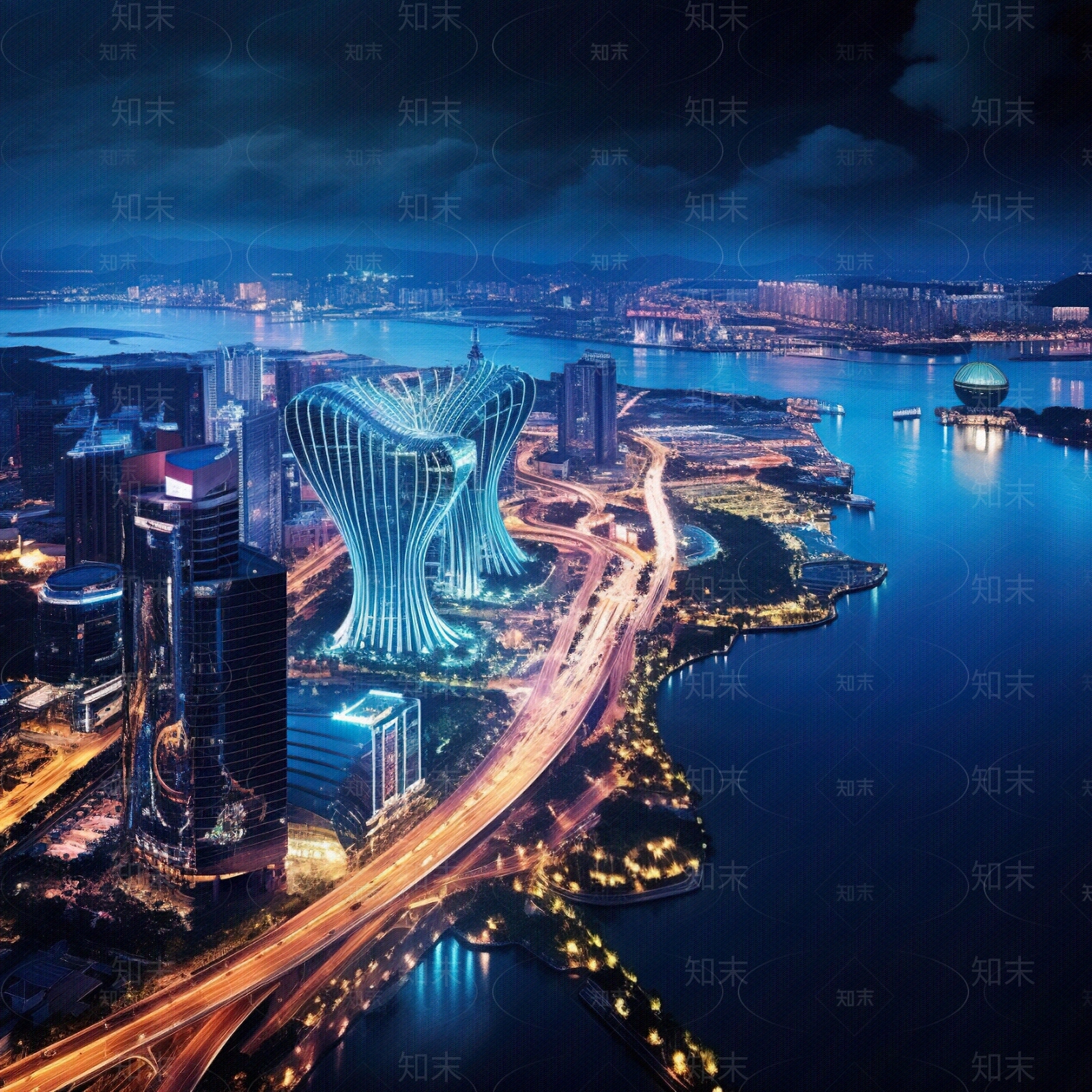 夜晚灯光城市外景贴图下载【ID:1156019432】