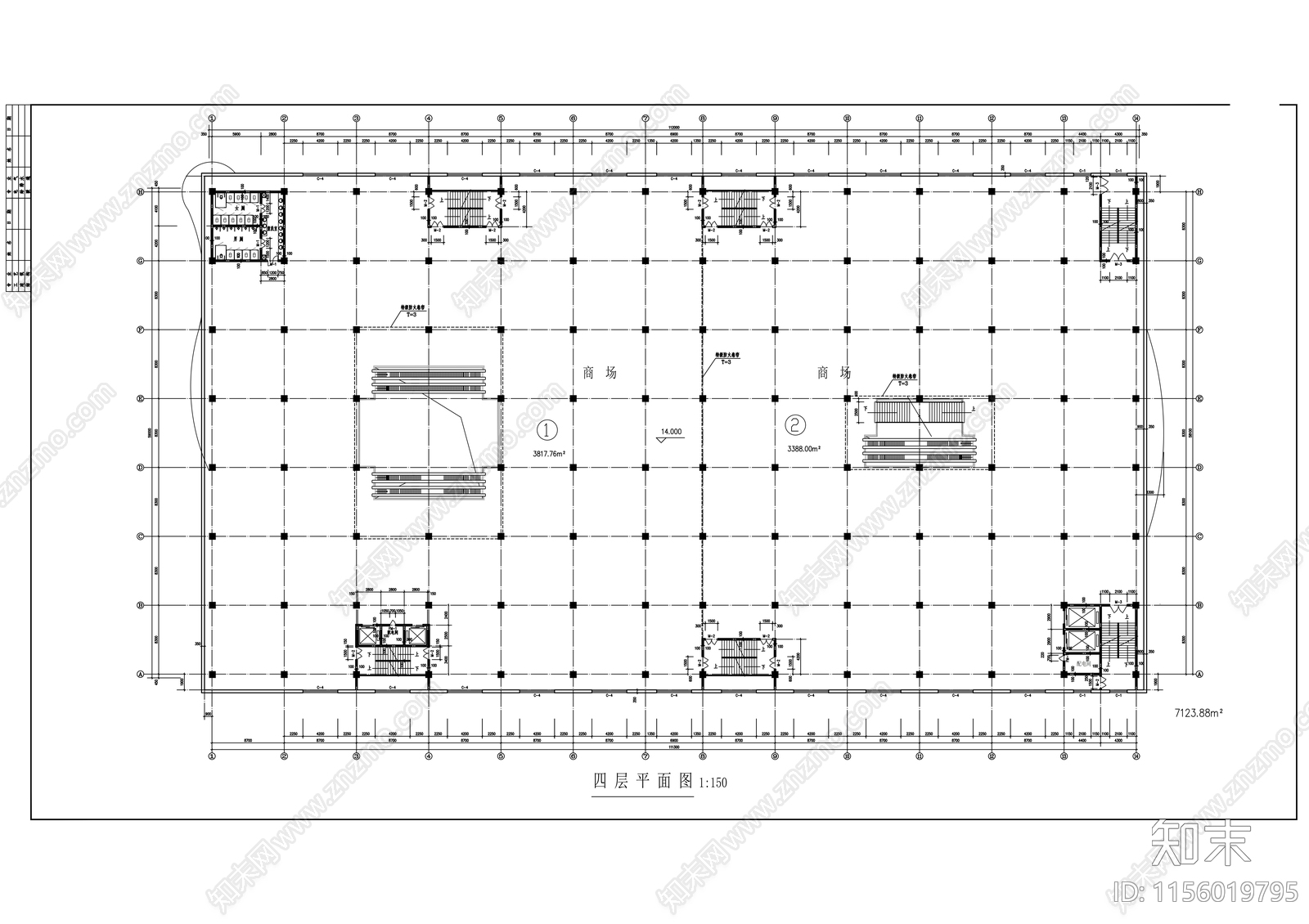 商场平面建筑图cad施工图下载【ID:1156019795】