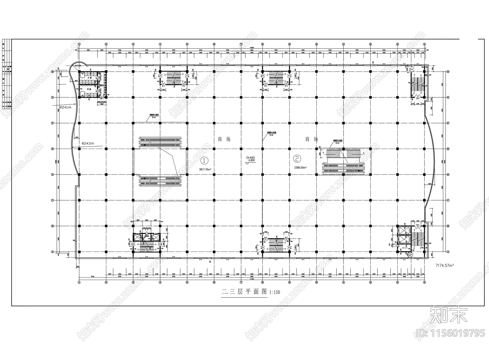 商场平面建筑图cad施工图下载【ID:1156019795】