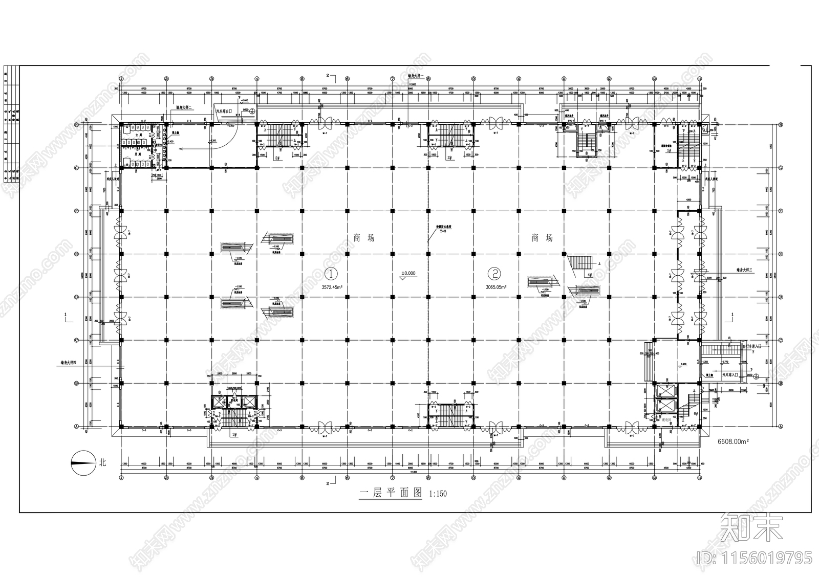 商场平面建筑图cad施工图下载【ID:1156019795】