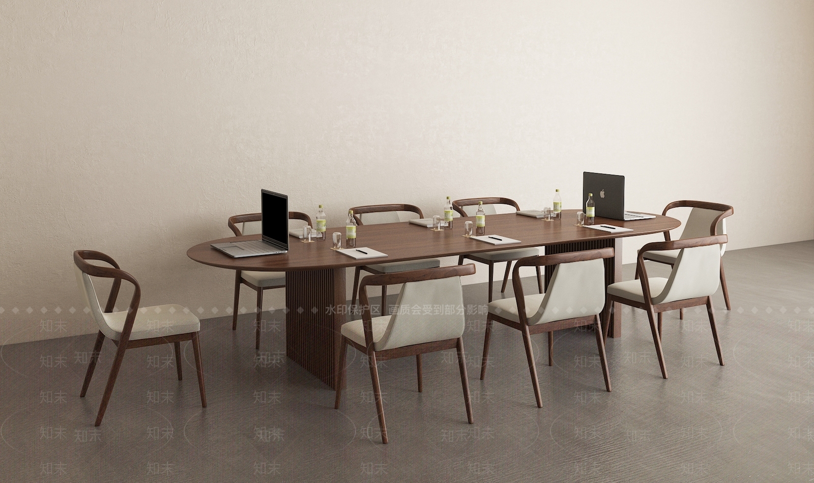 现代简约实木会议桌椅组合3D模型下载【ID:1156021354】