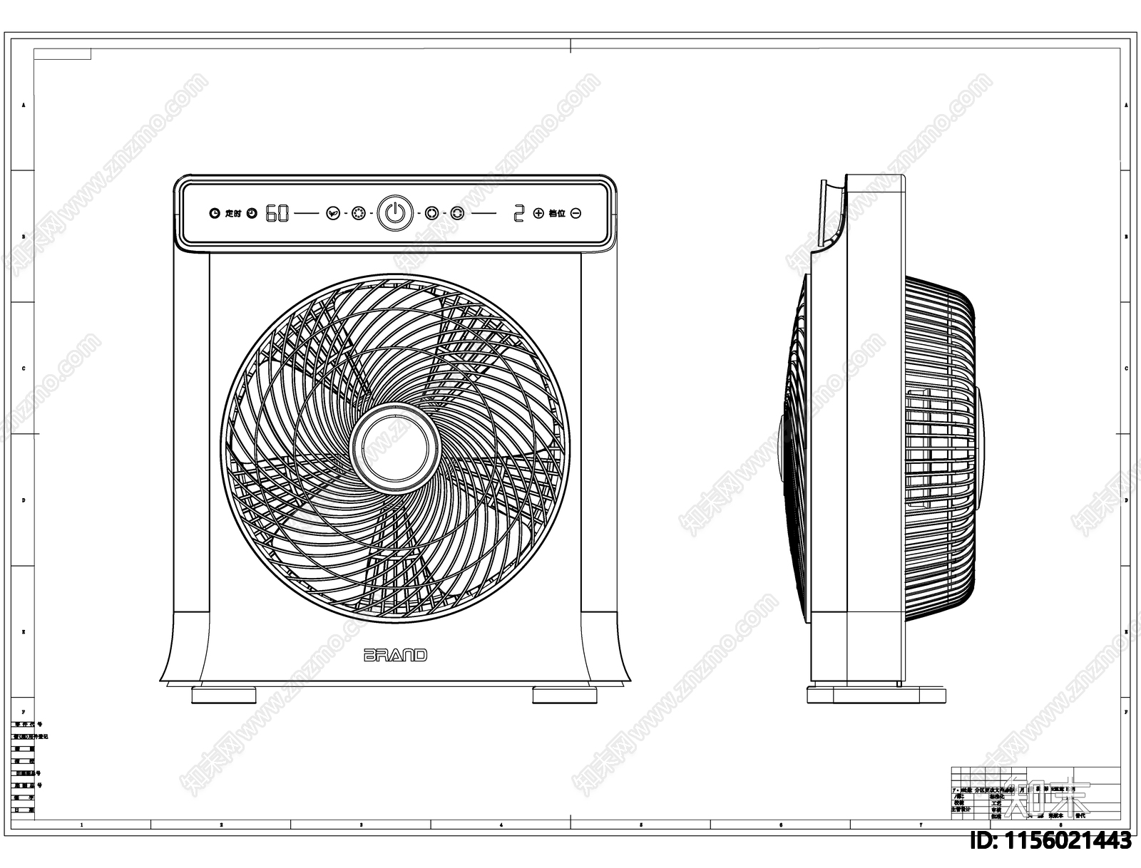 电风扇线稿图设计cad施工图下载【ID:1156021443】