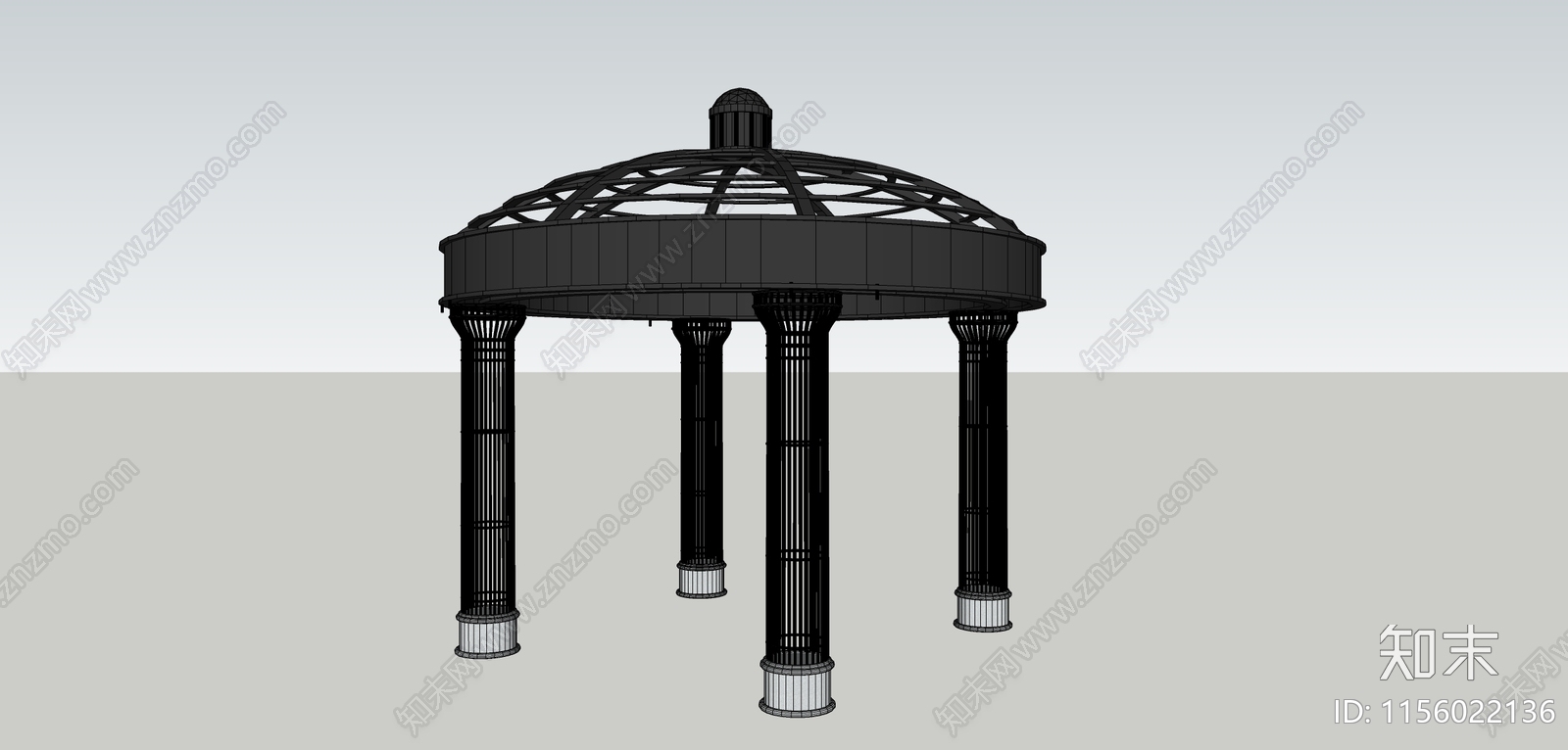 现代景观铁艺亭子SU模型下载【ID:1156022136】