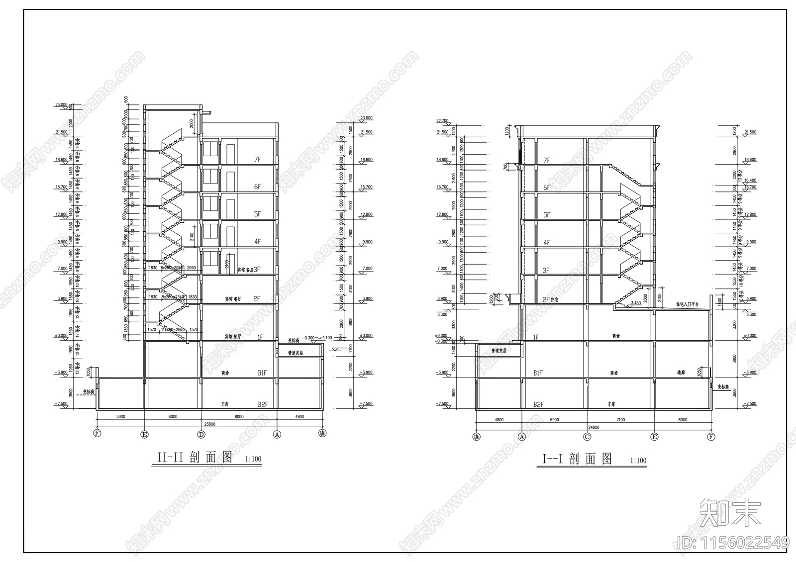 商业大厦建筑图cad施工图下载【ID:1156022549】