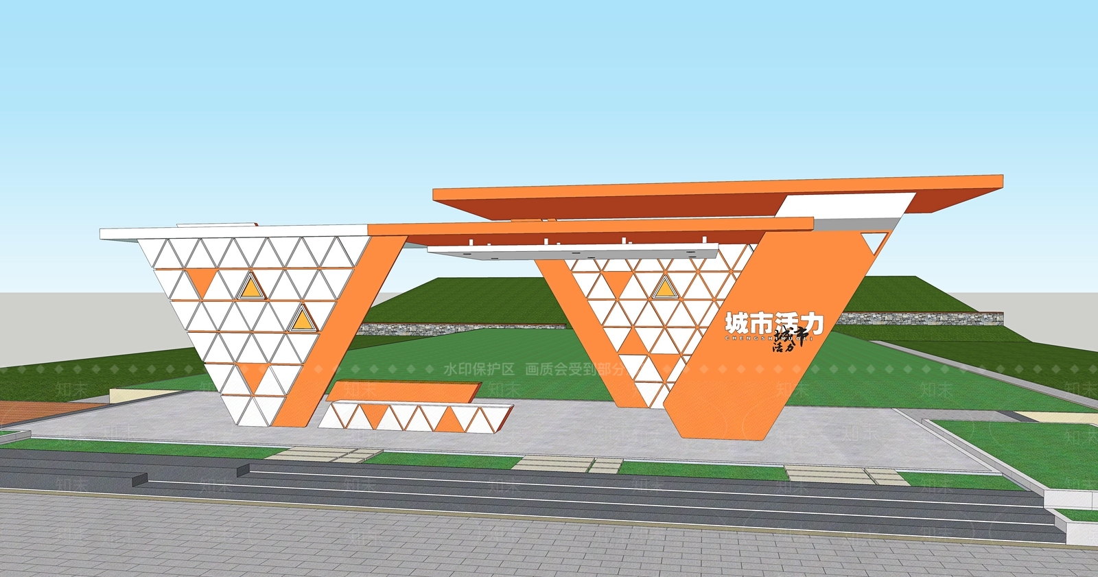 现代廊架SU模型下载【ID:1156023176】