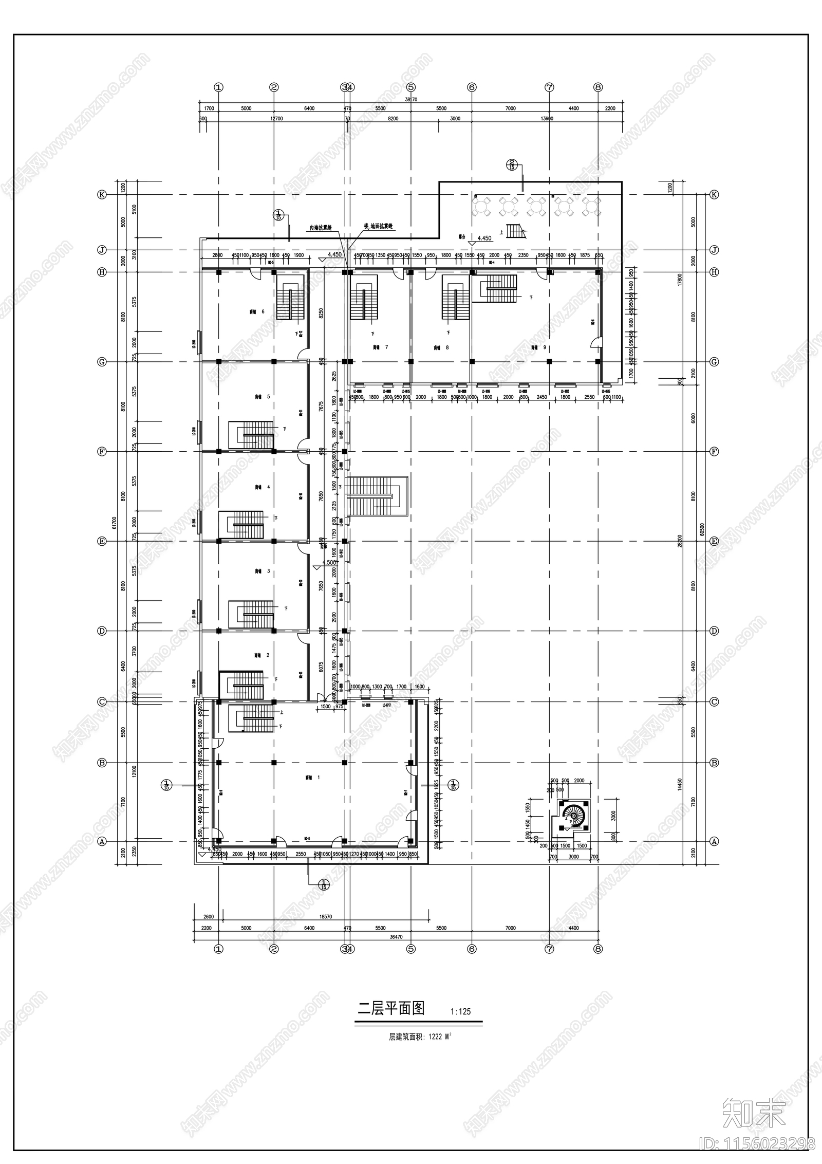 小区商店建筑cad施工图下载【ID:1156023298】