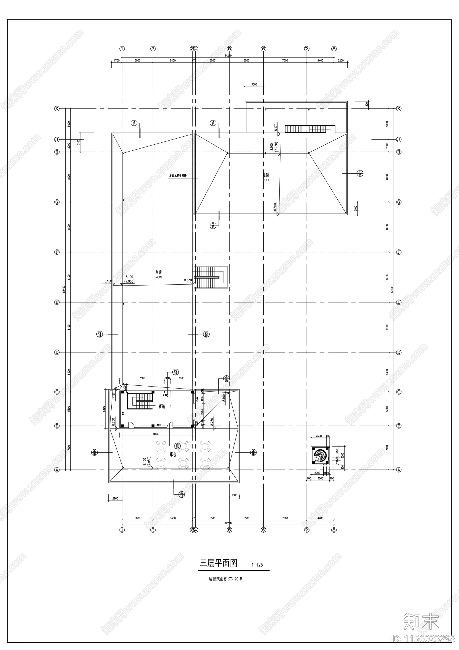 小区商店建筑cad施工图下载【ID:1156023298】