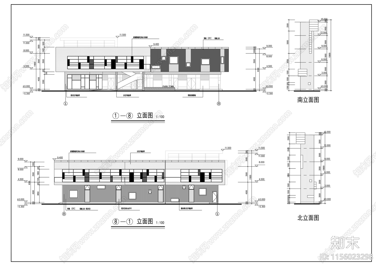 小区商店建筑cad施工图下载【ID:1156023298】